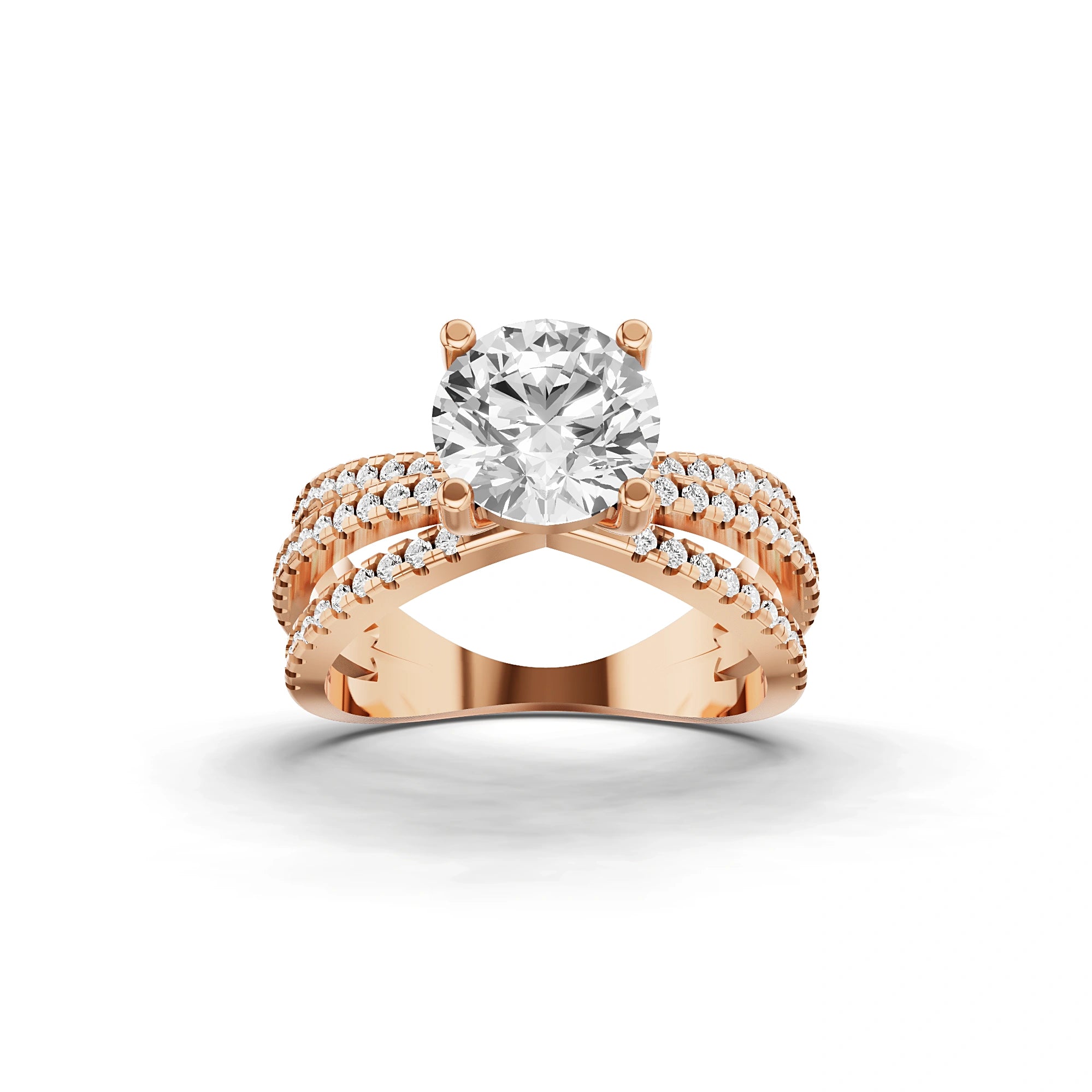 Odette Round Diamond Three Band Ring