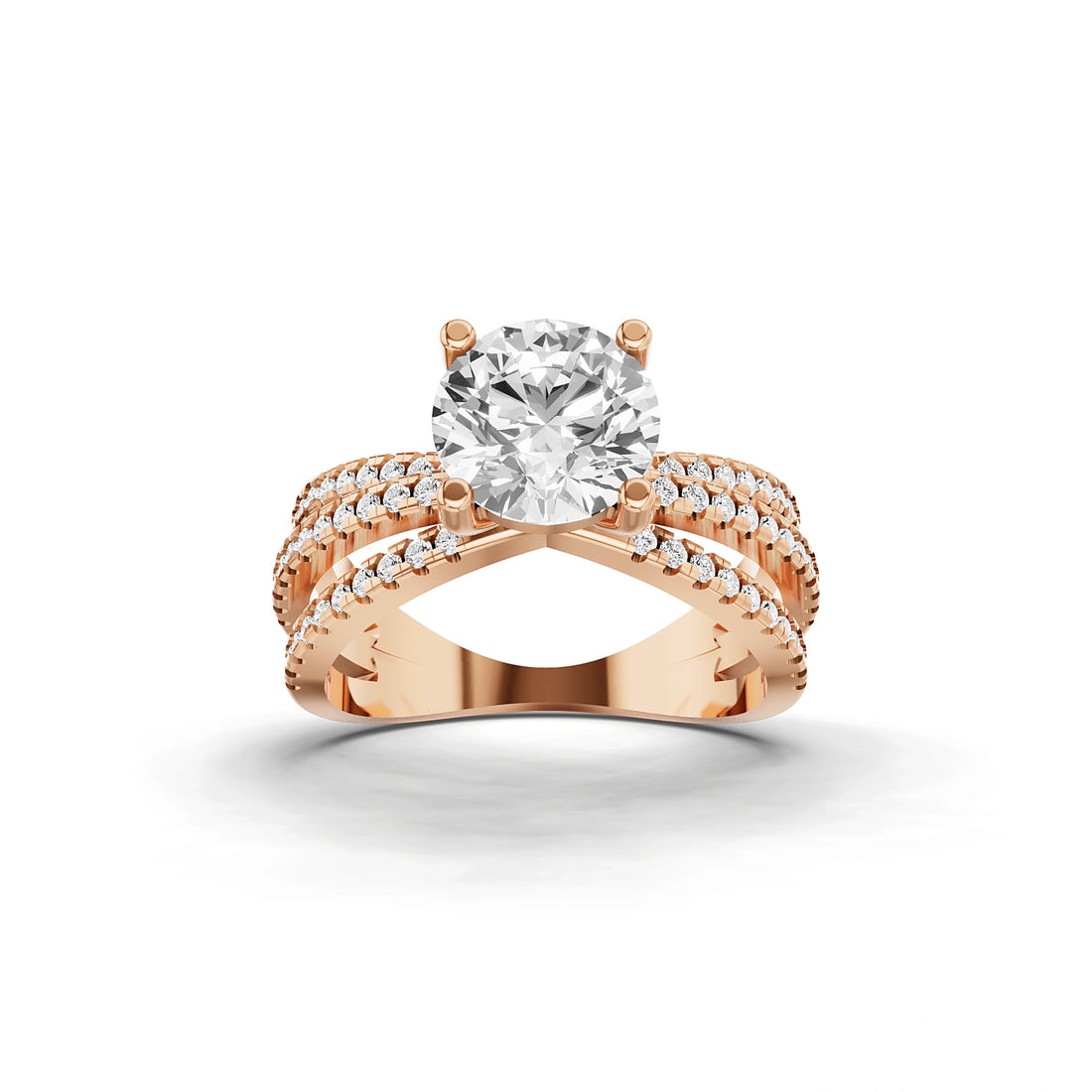 Odette Round Diamond Three Band Ring