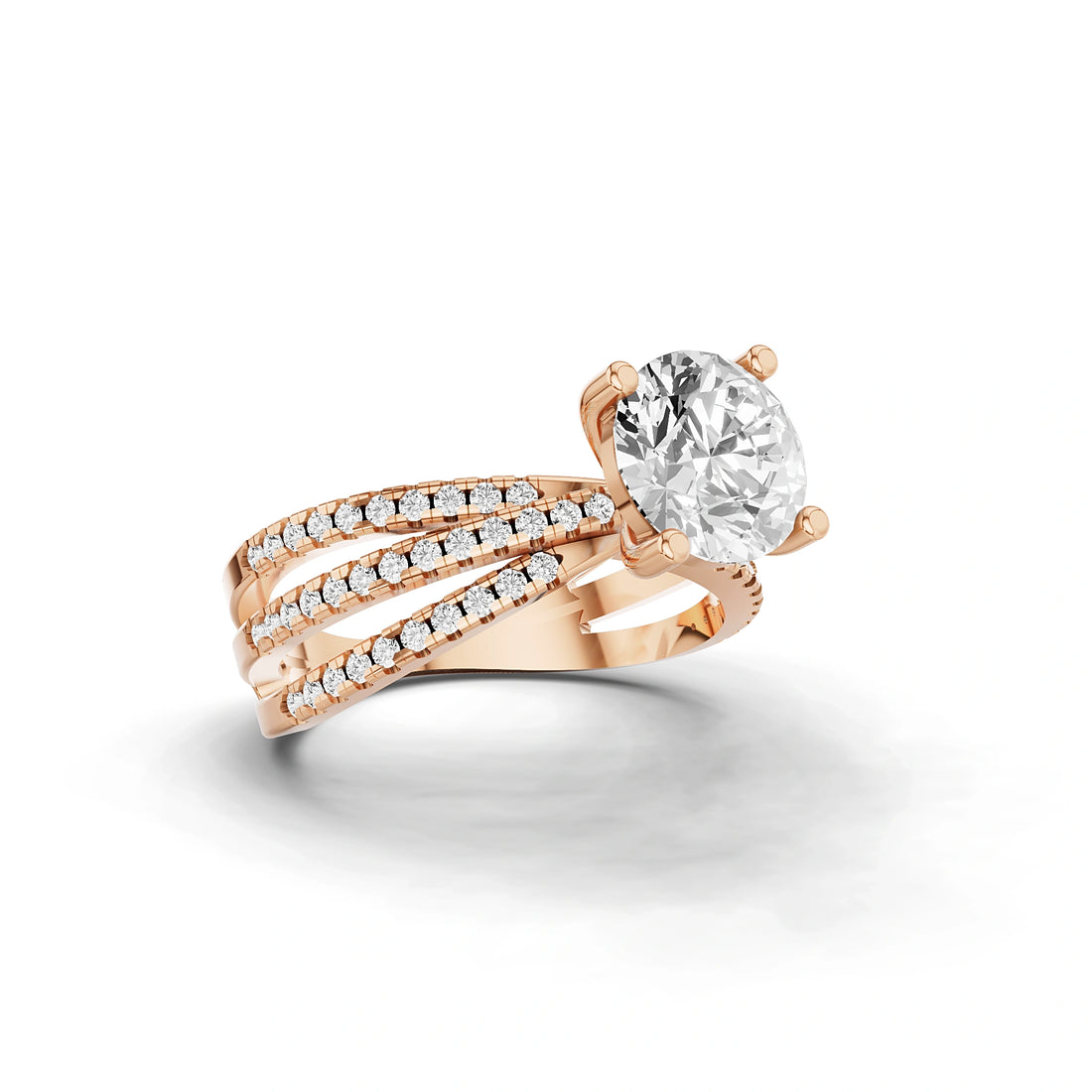 Odette Round Diamond Three Band Ring