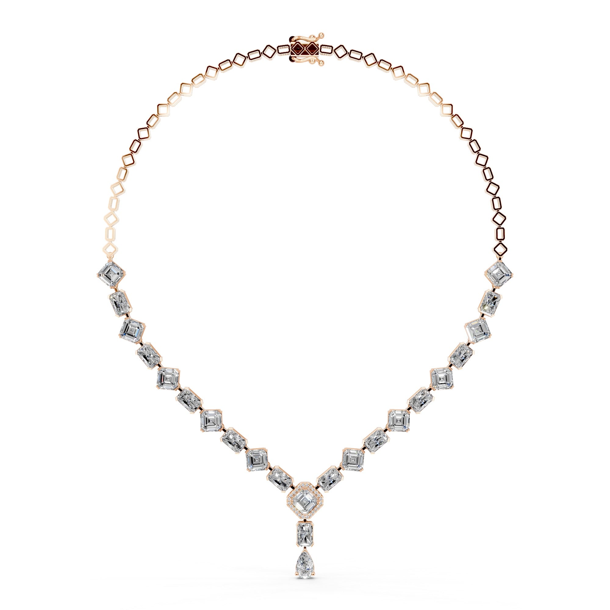 Radiant Asscher Solitaire Diamond Necklace