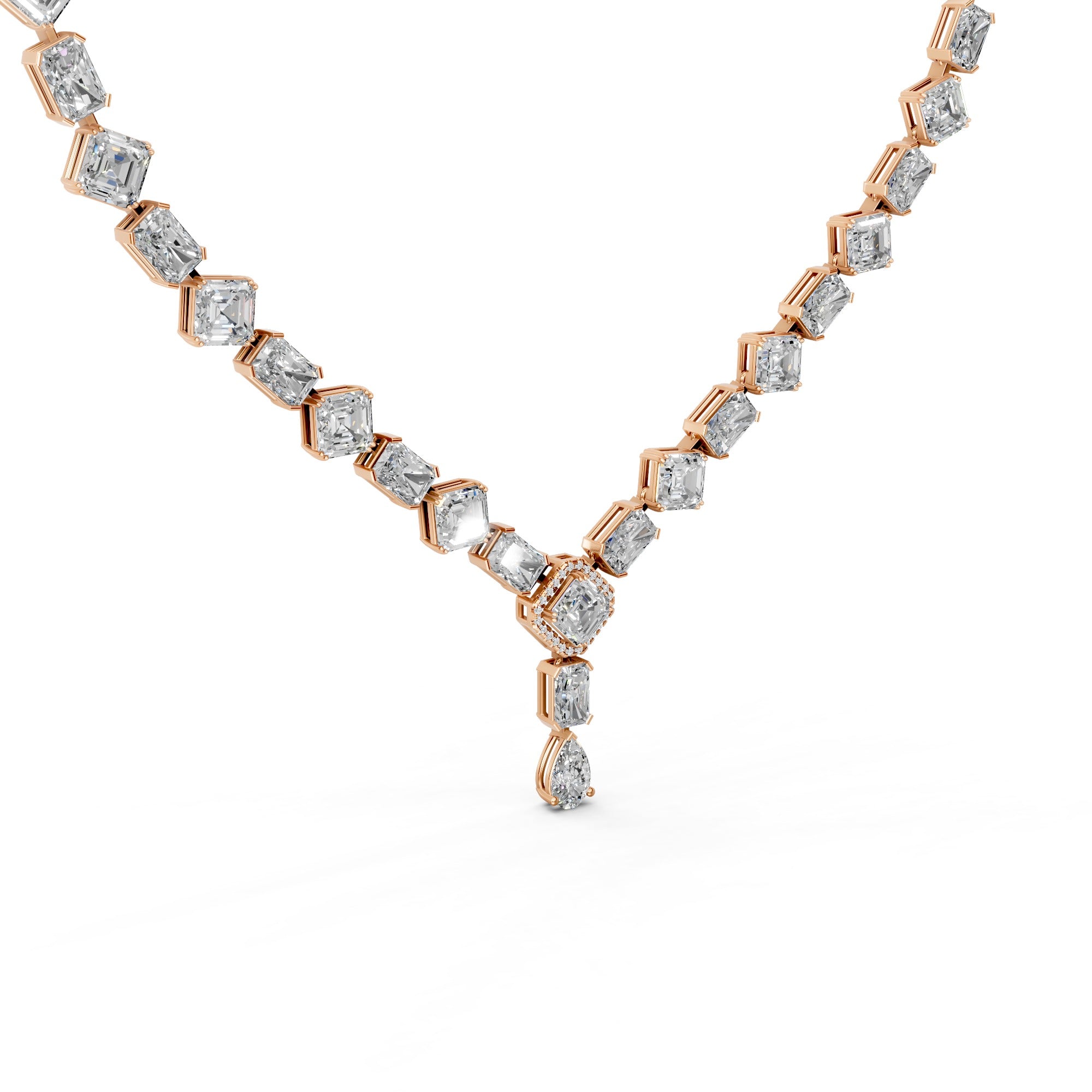 Radiant Asscher Solitaire Diamond Necklace