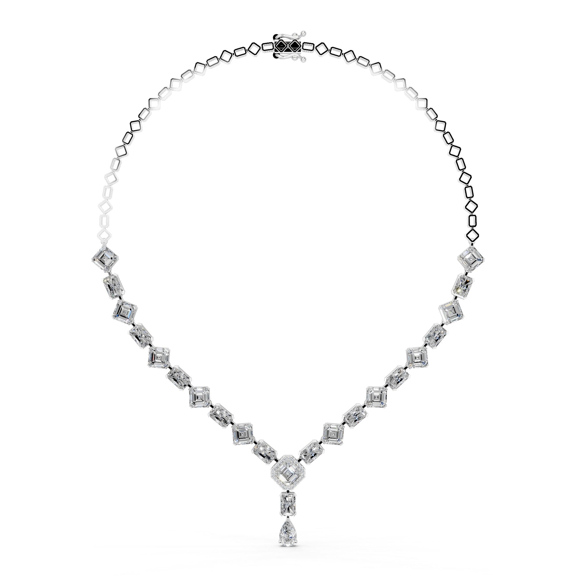 Radiant Asscher Solitaire Diamond Necklace