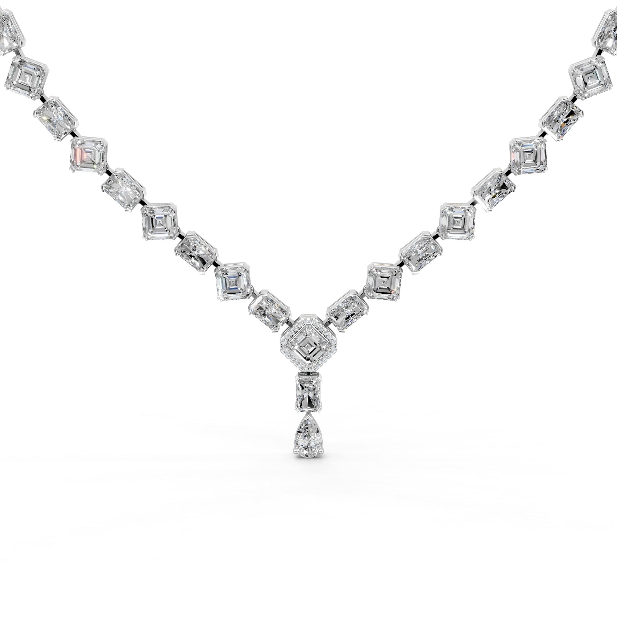 Radiant Asscher Solitaire Diamond Necklace