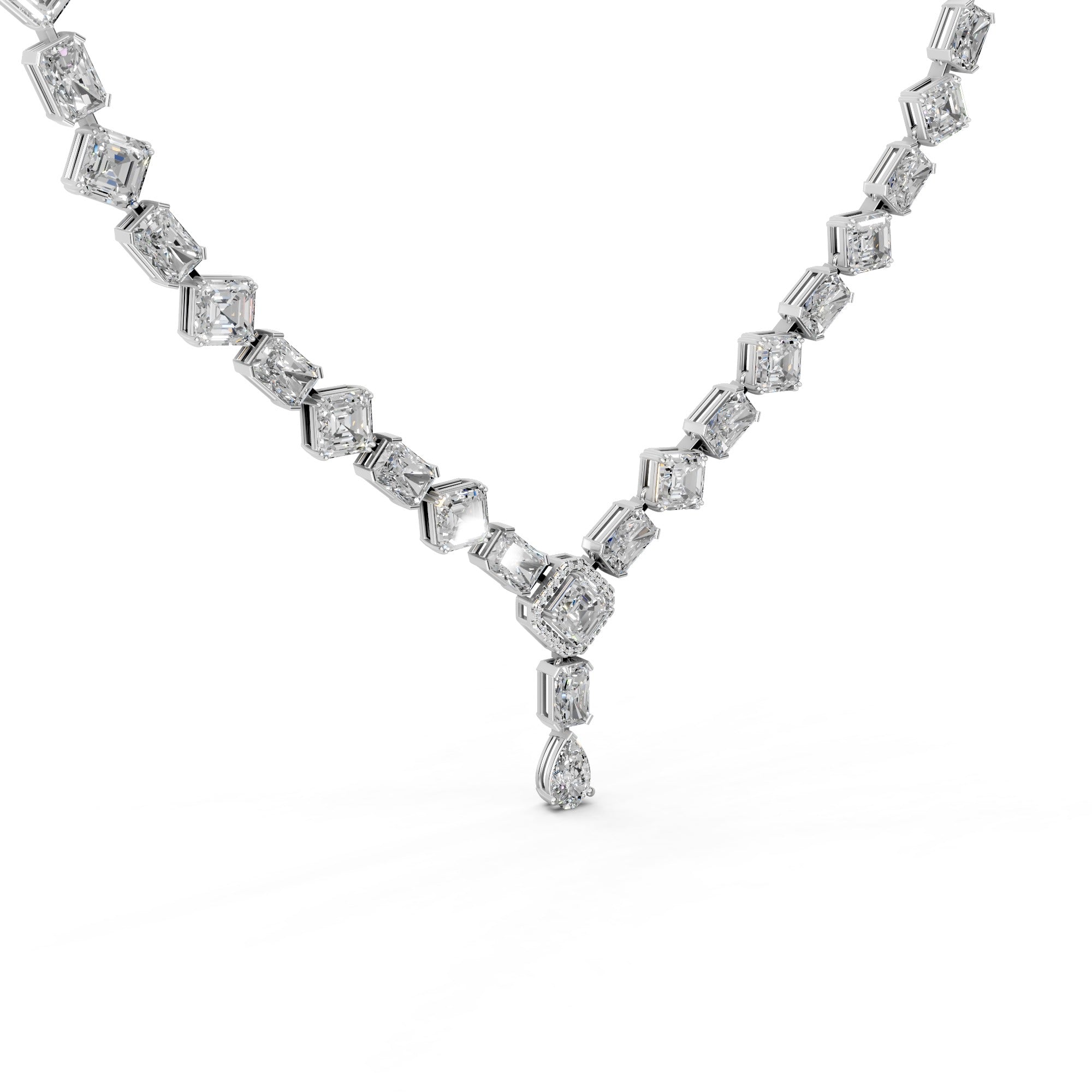 Radiant Asscher Solitaire Diamond Necklace