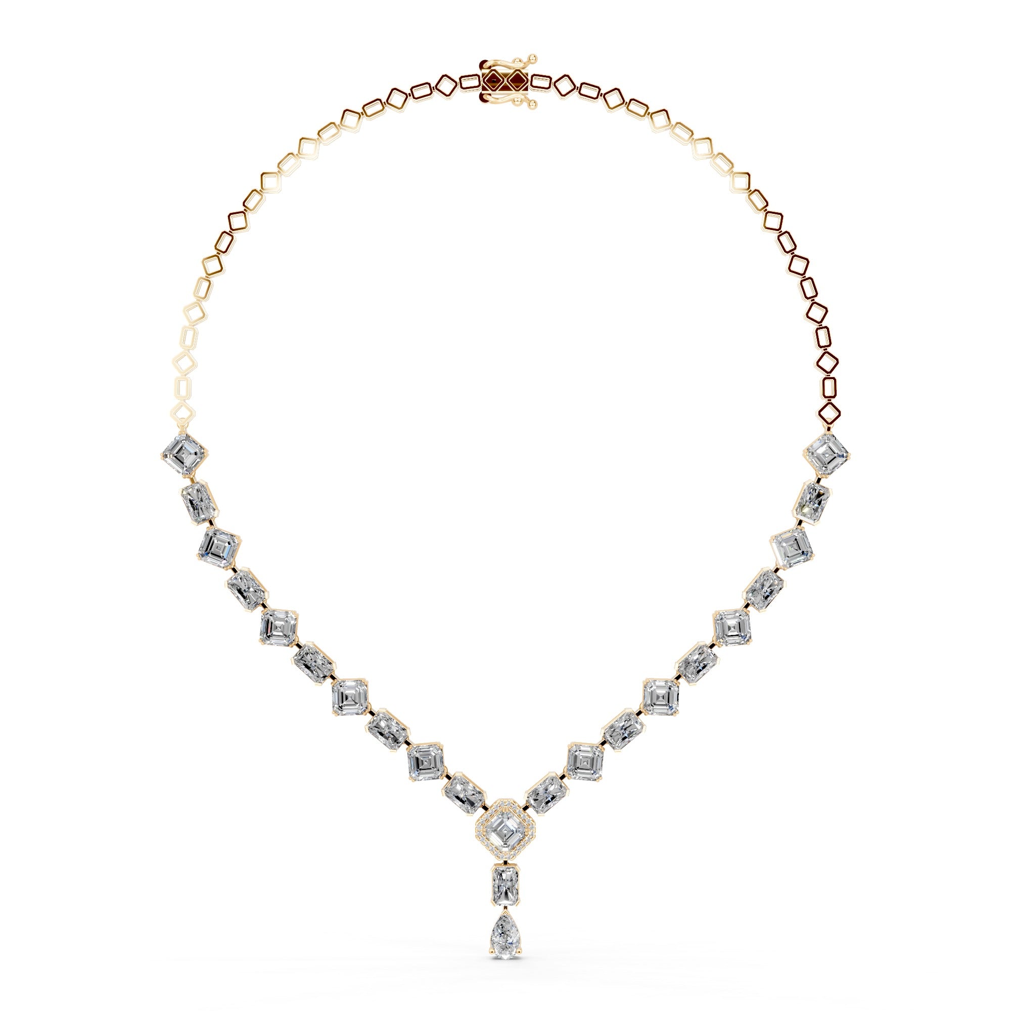Radiant Asscher Solitaire Diamond Necklace