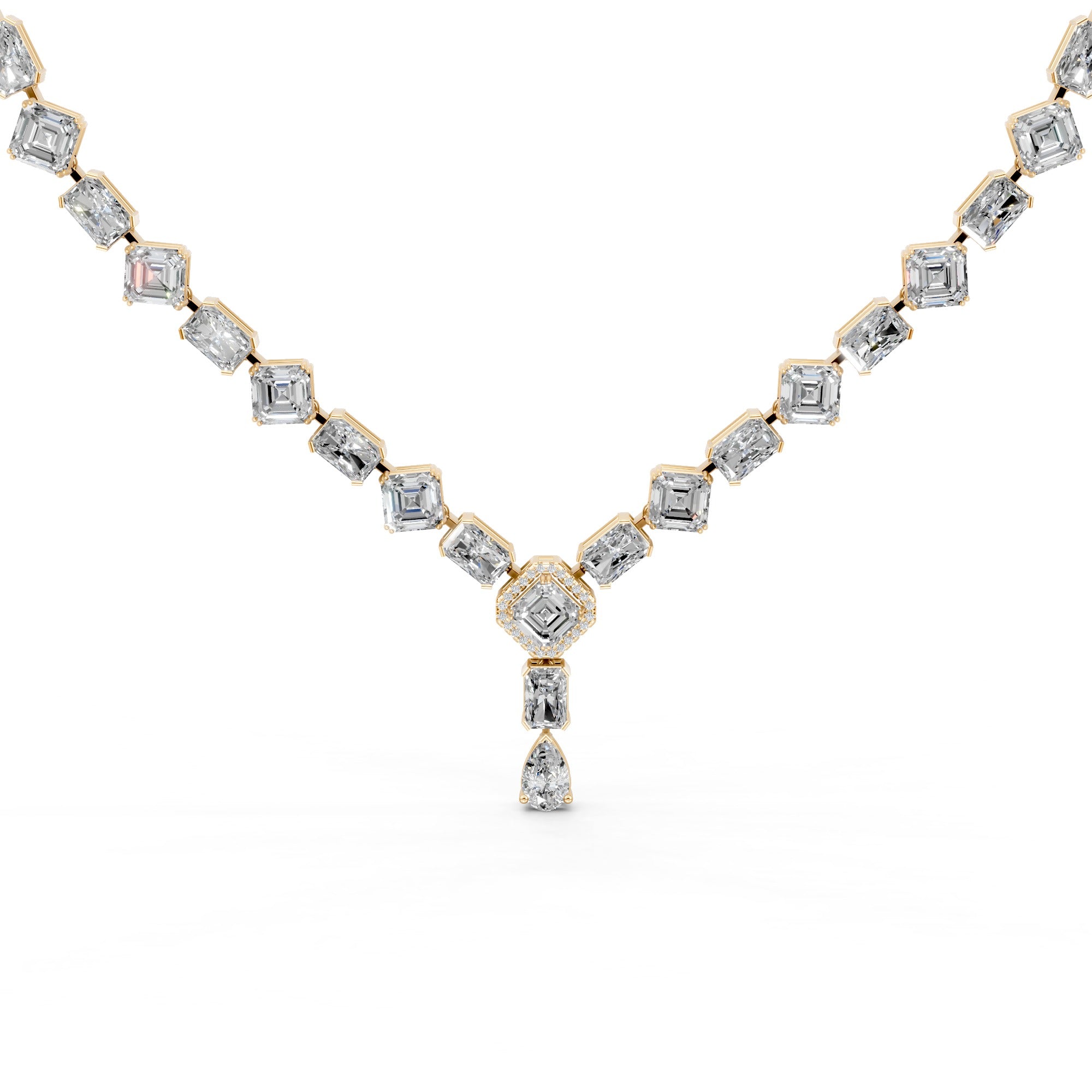 Radiant Asscher Solitaire Diamond Necklace