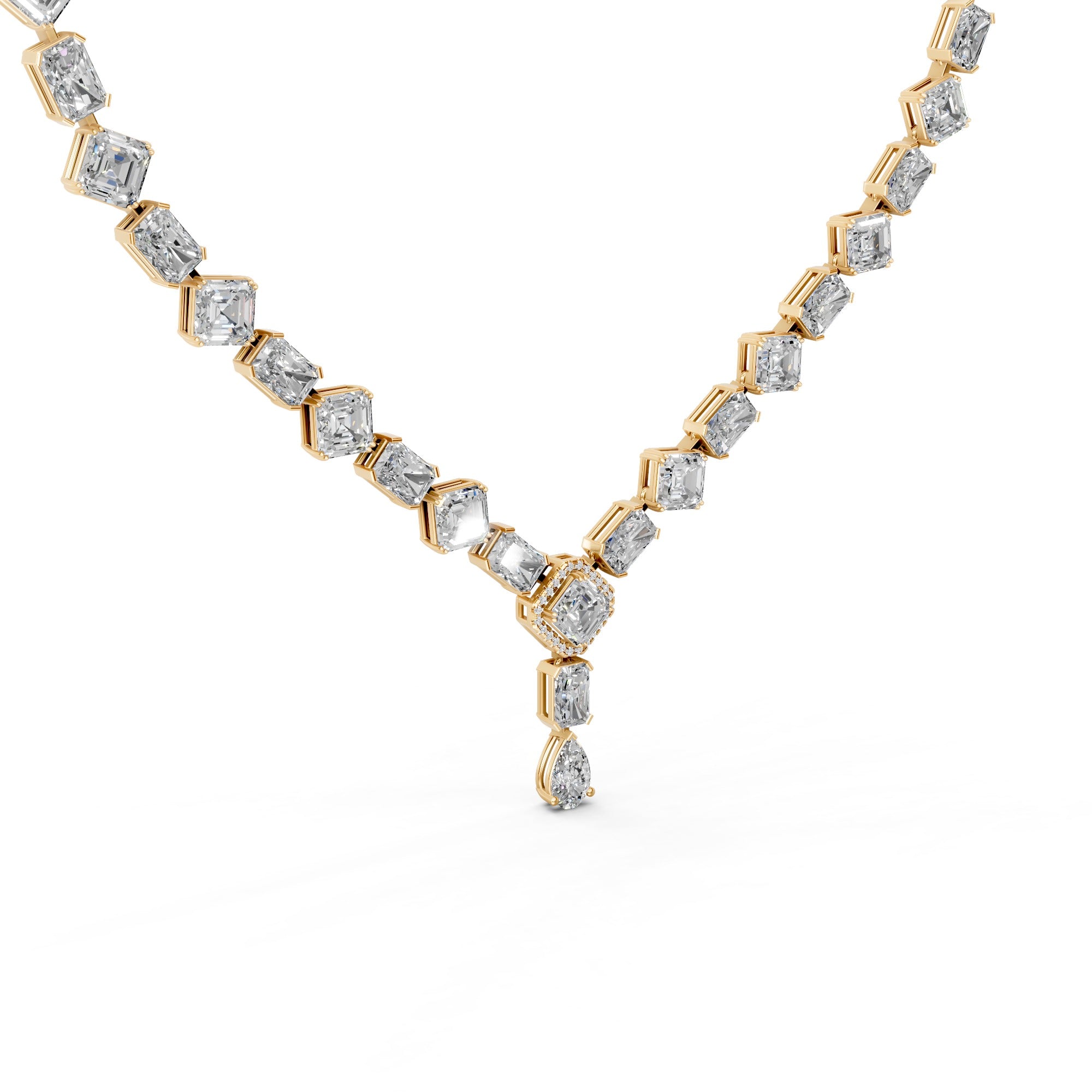 Radiant Asscher Solitaire Diamond Necklace