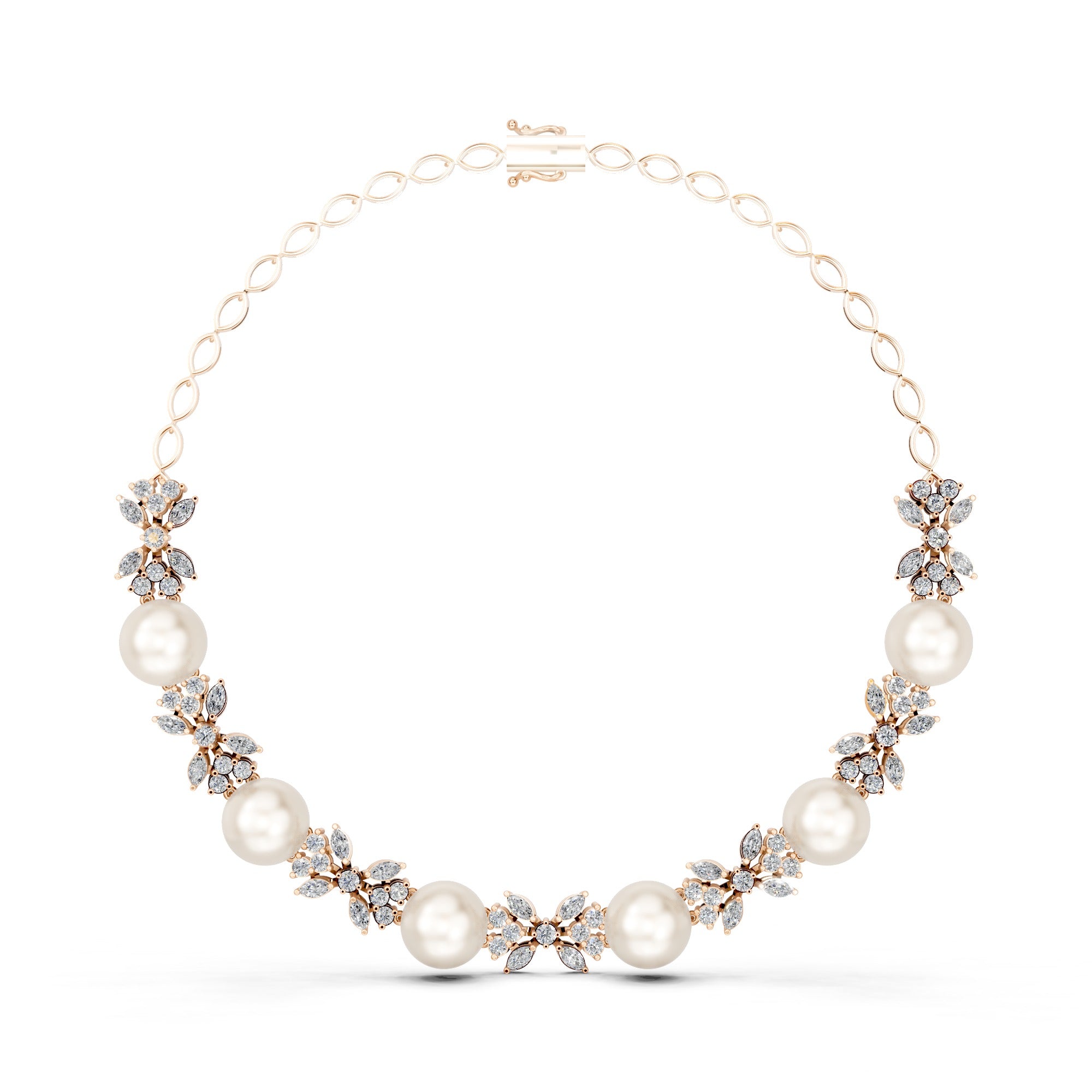 Aphrodite's Grace Pearl Diamond Necklace