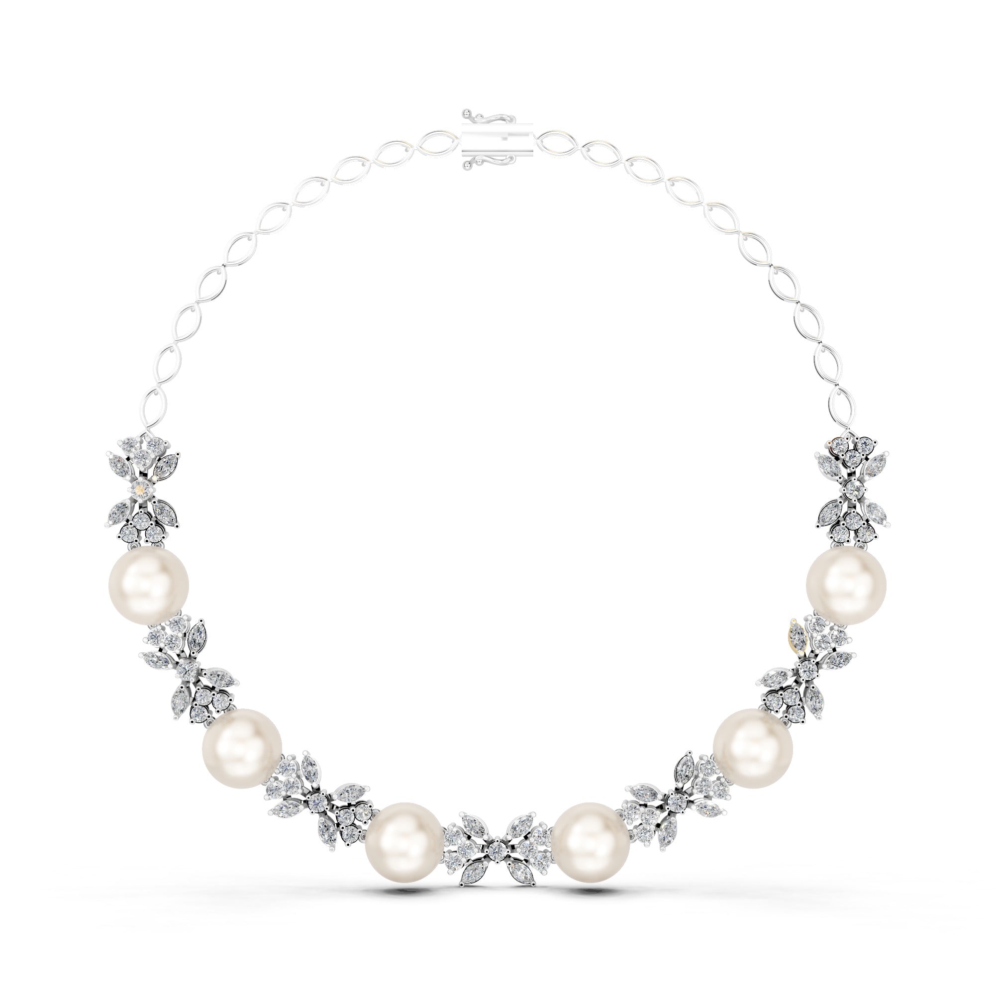 Aphrodite's Grace Pearl Diamond Necklace