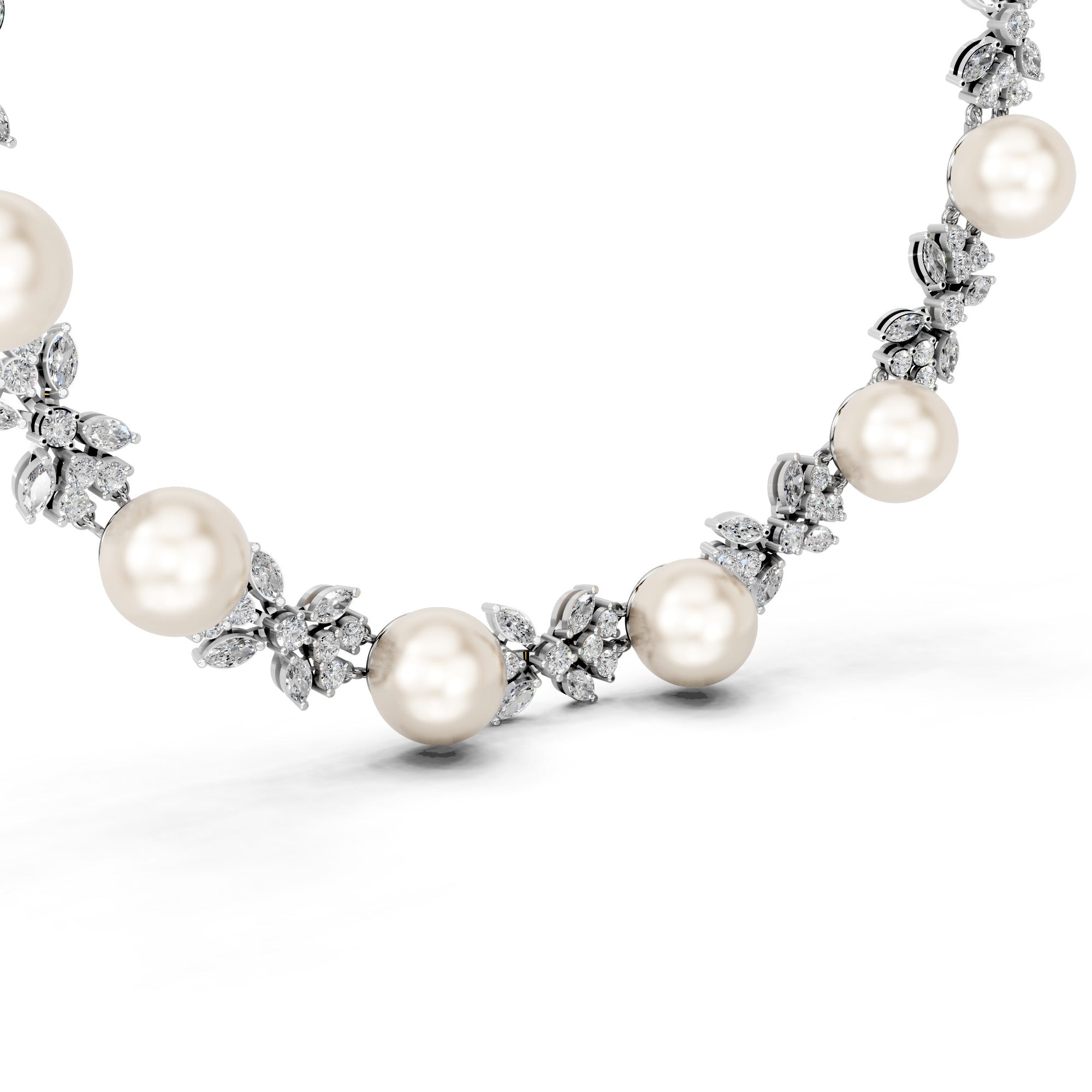 Aphrodite's Grace Pearl Diamond Necklace