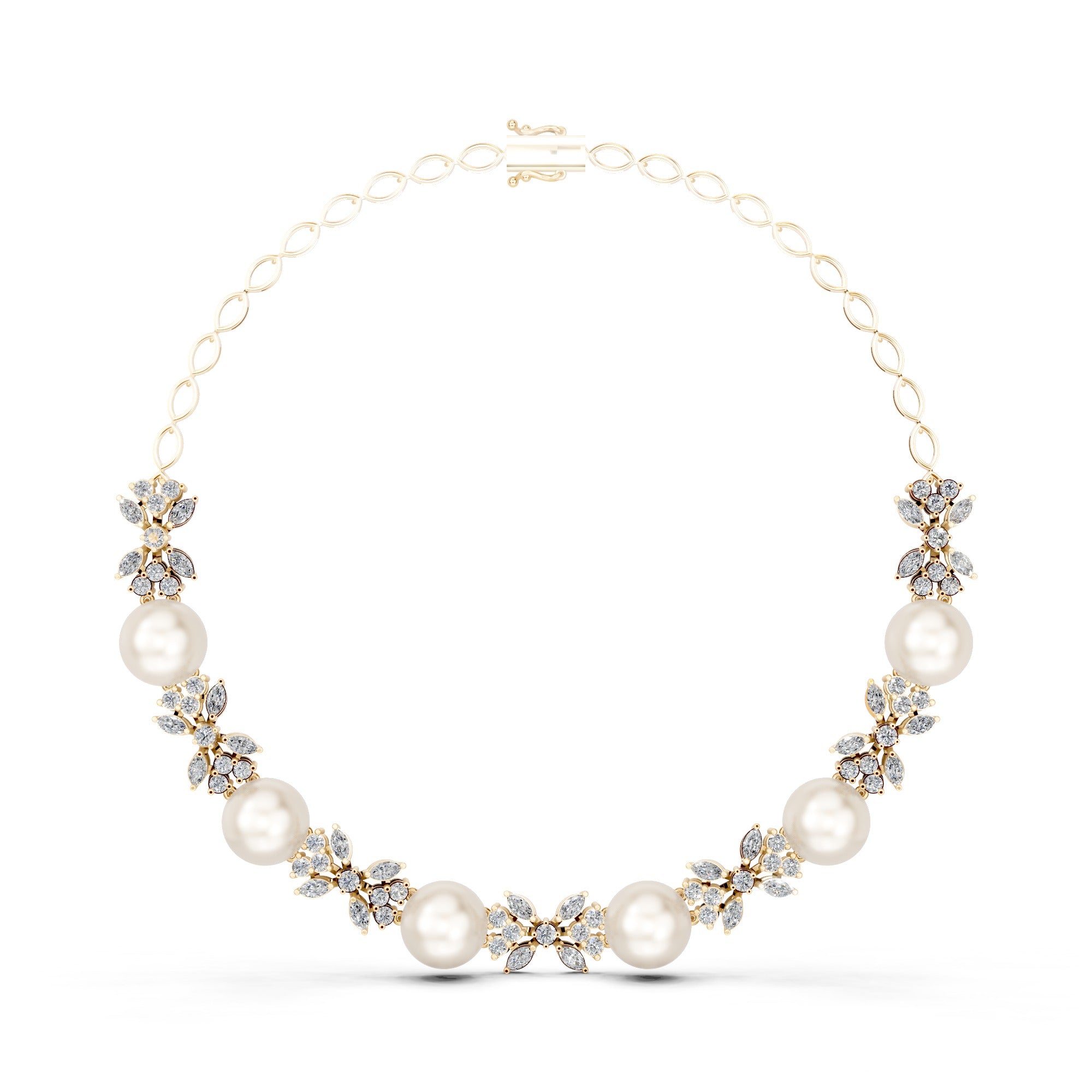 Aphrodite's Grace Pearl Diamond Necklace
