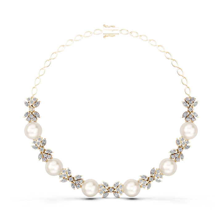Aphrodite's Grace Pearl Diamond Necklace