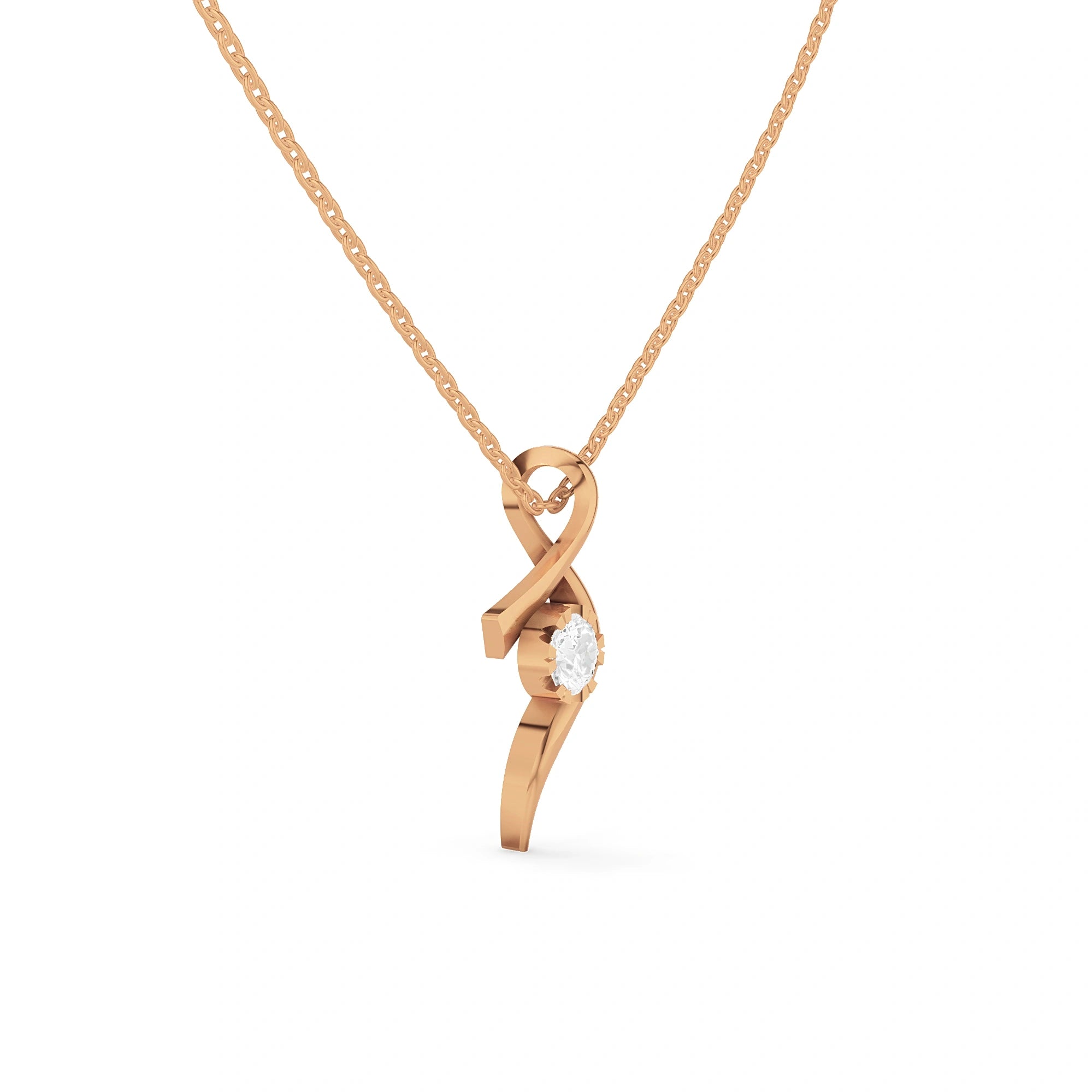 Lyra Round Diamond Twist Pendant (Without Chain)