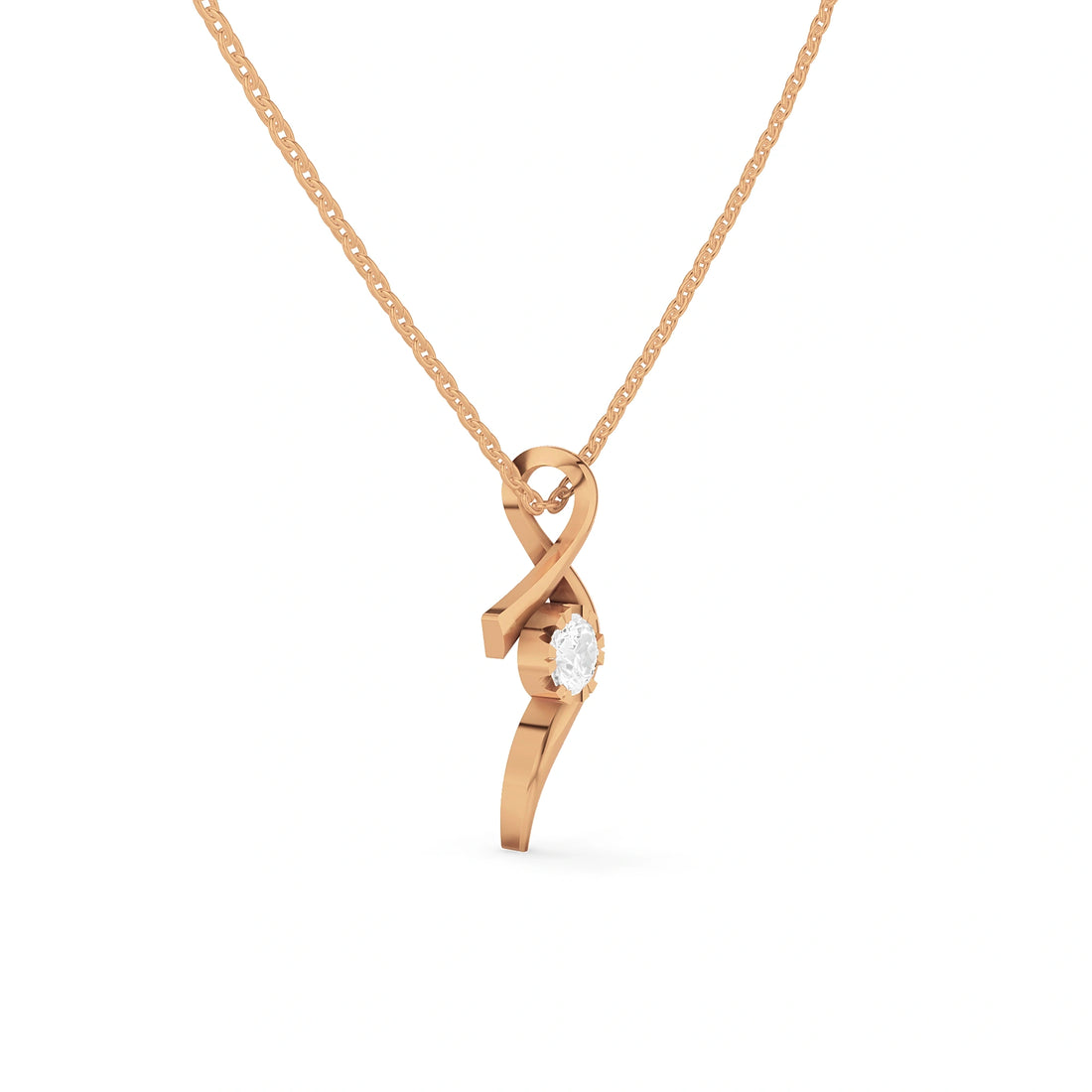 Lyra Round Diamond Twist Pendant (Without Chain)