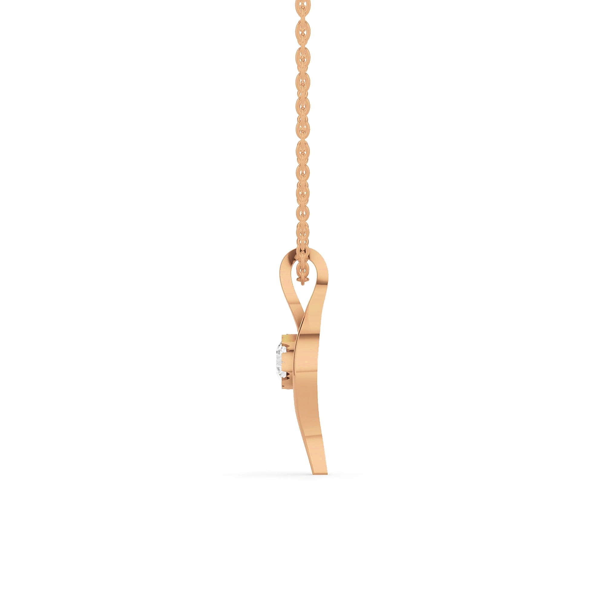 Lyra Round Diamond Twist Pendant (Without Chain)