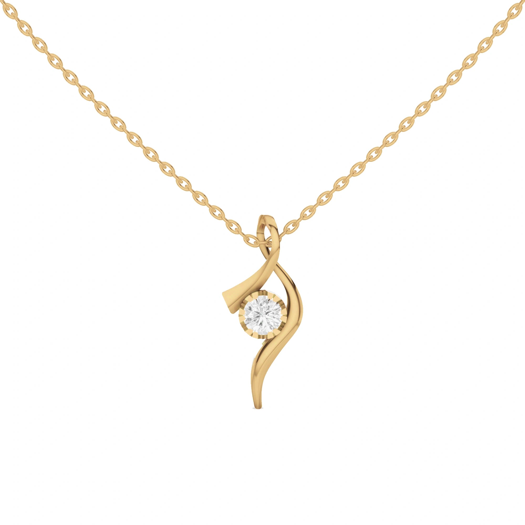 Lyra Round Diamond Twist Pendant (Without Chain)