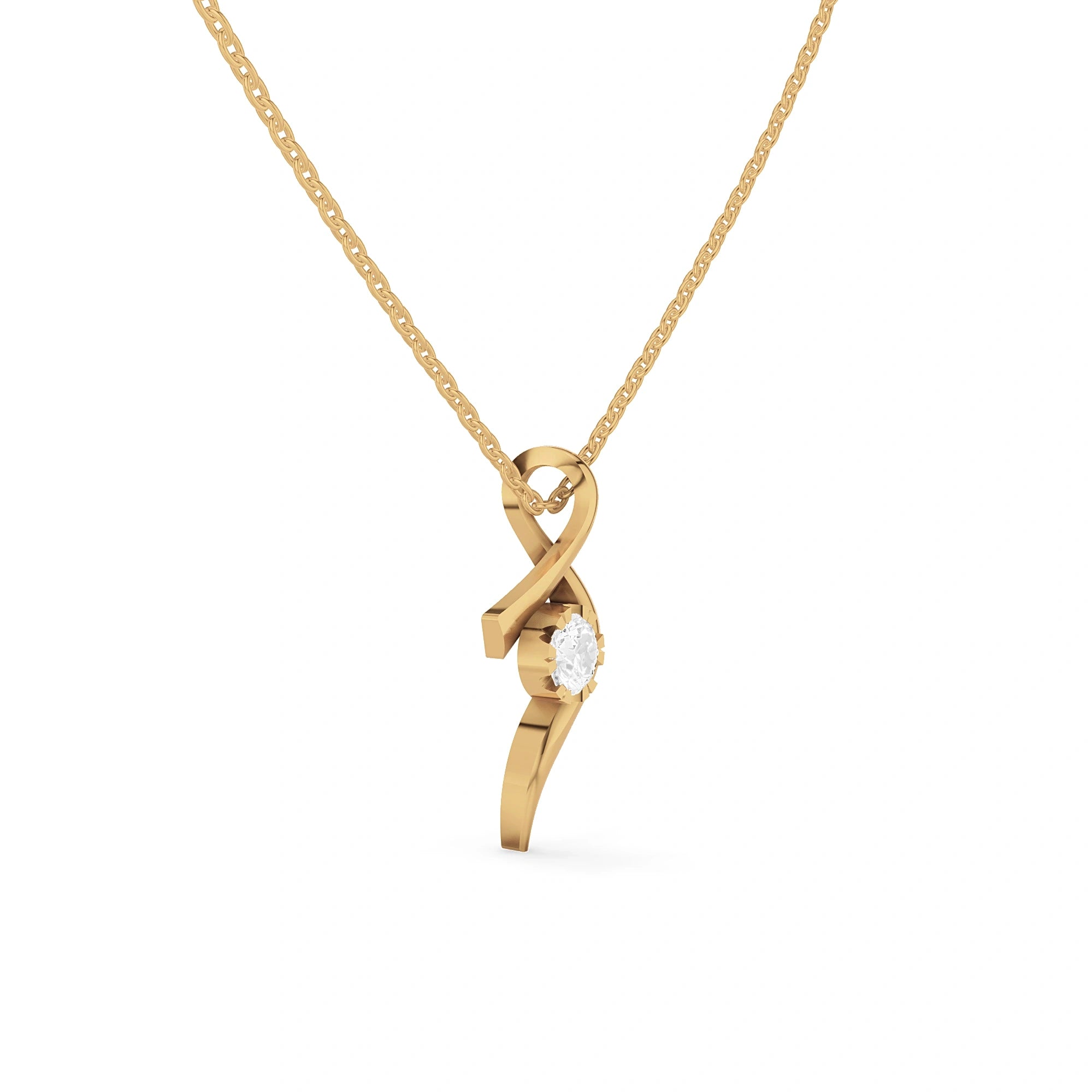 Lyra Round Diamond Twist Pendant (Without Chain)