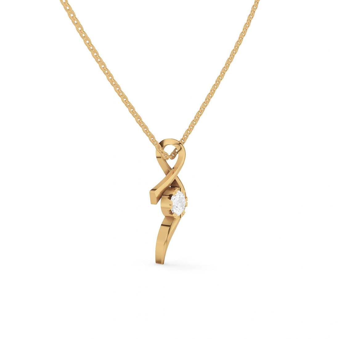 Lyra Round Diamond Twist Pendant (Without Chain)