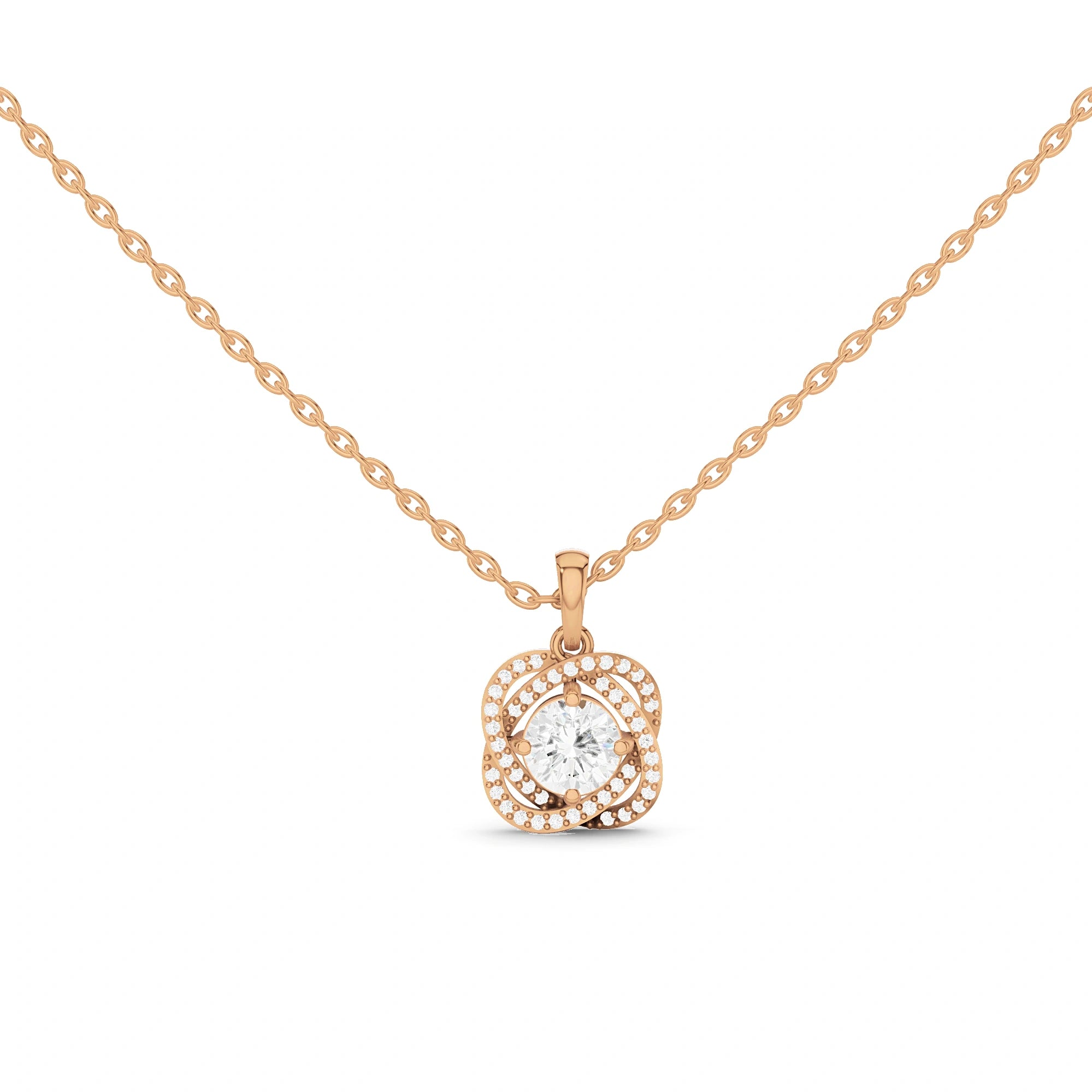 Iris Round Diamond Floral Halo Pendant (Without Chain)