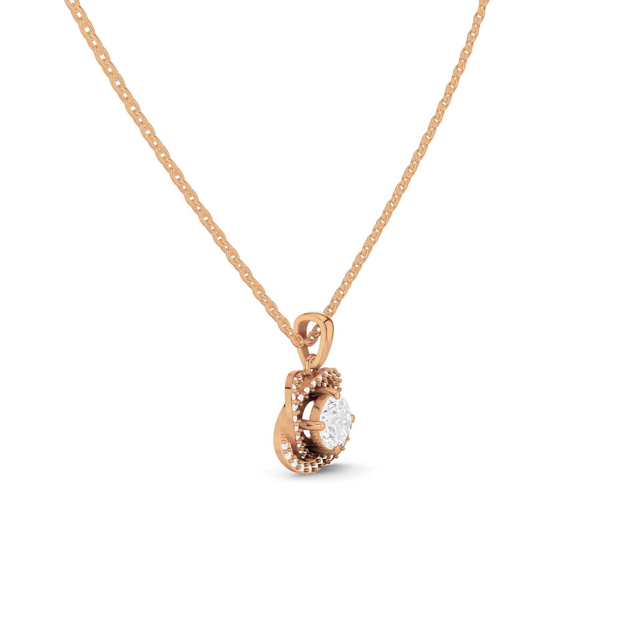 Iris Round Diamond Floral Halo Pendant (Without Chain)