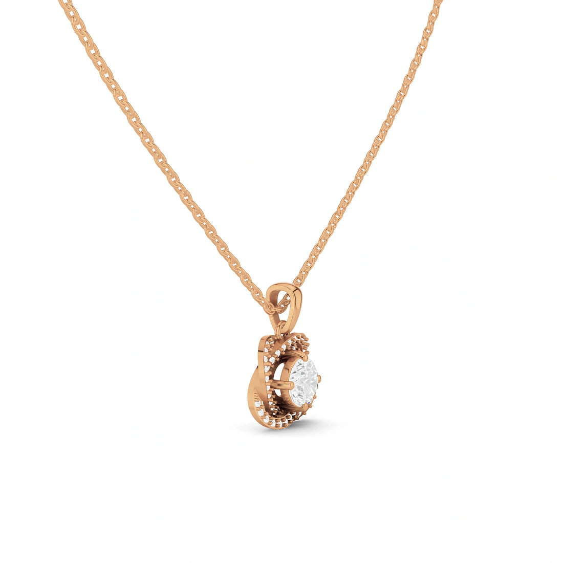 Iris Round Diamond Floral Halo Pendant (Without Chain)