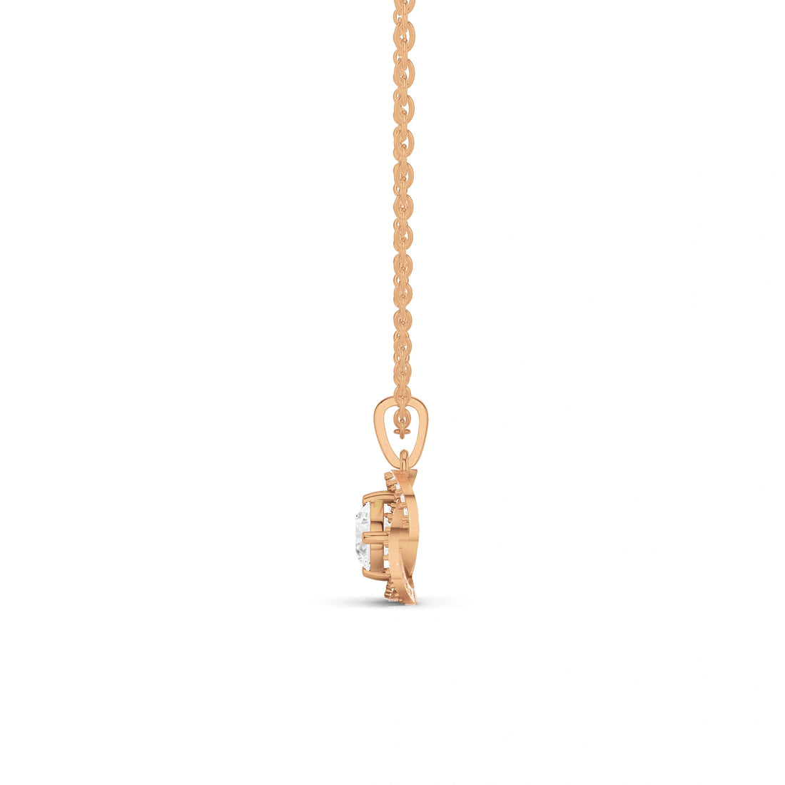 Iris Round Diamond Floral Halo Pendant (Without Chain)