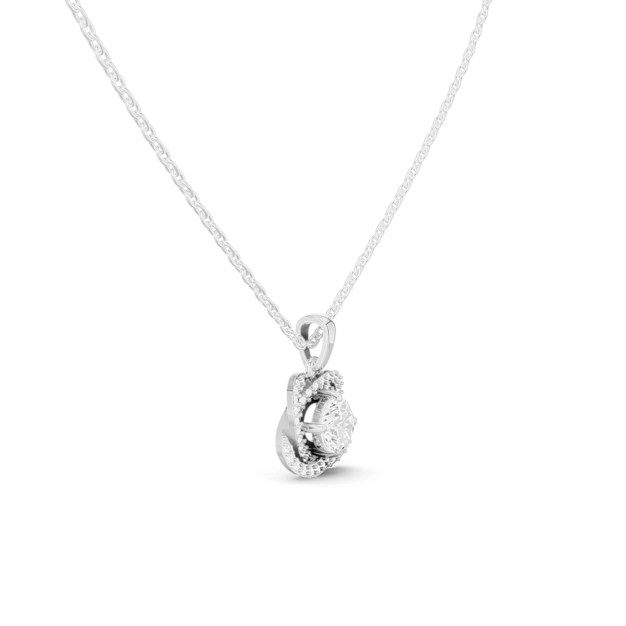 Iris Round Diamond Floral Halo Pendant (Without Chain)
