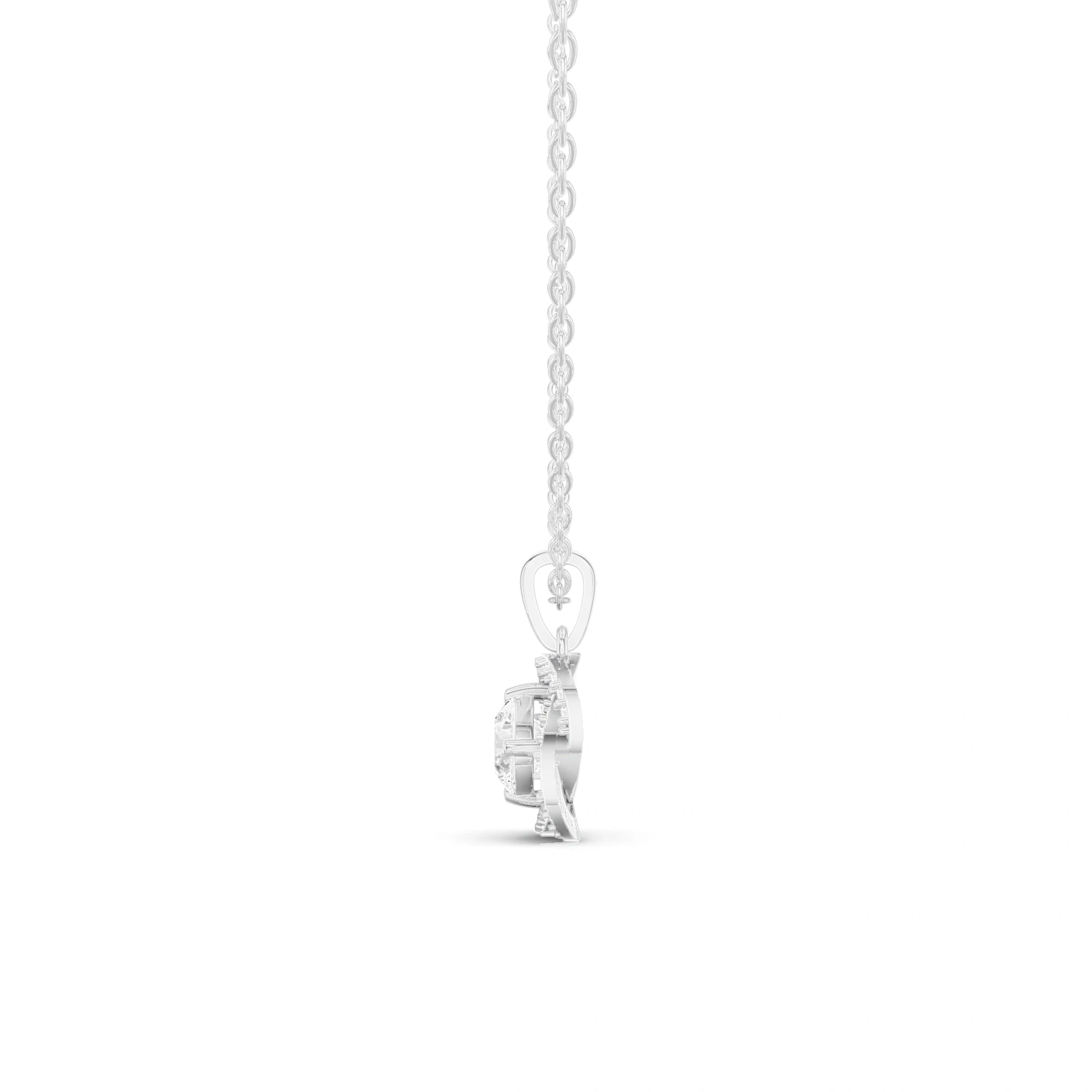 Iris Round Diamond Floral Halo Pendant (Without Chain)