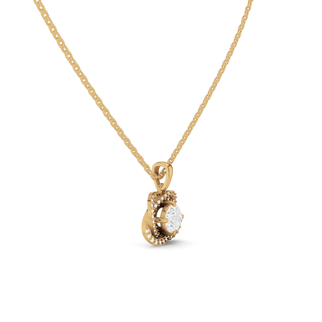 Iris Round Diamond Floral Halo Pendant (Without Chain)