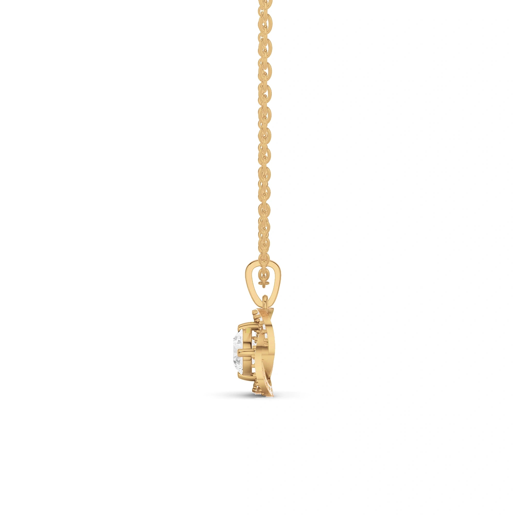 Iris Round Diamond Floral Halo Pendant (Without Chain)