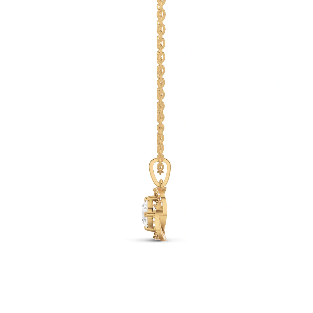 Iris Round Diamond Floral Halo Pendant (Without Chain)