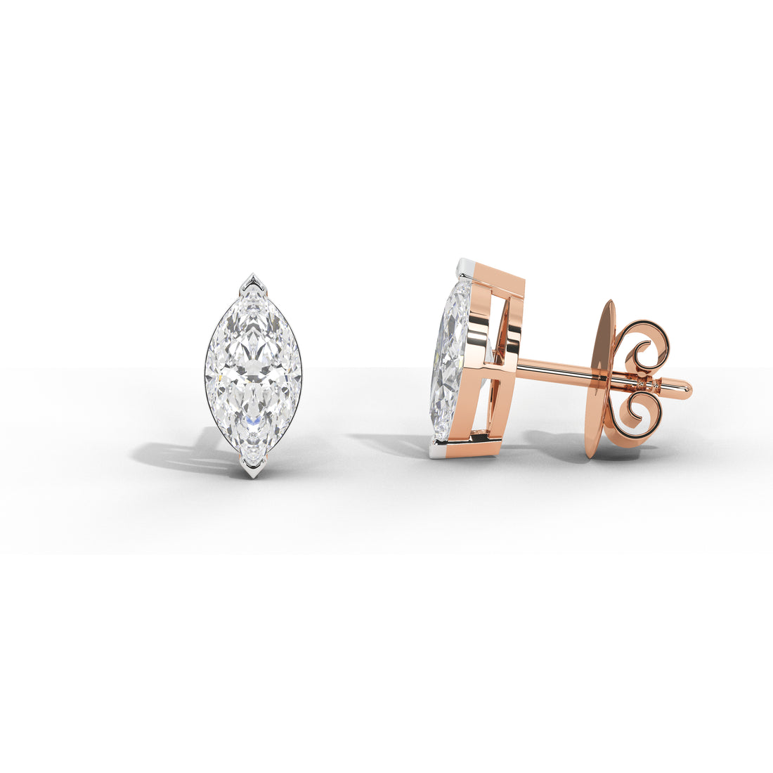 2 Carat Marquise Solitaire Studs