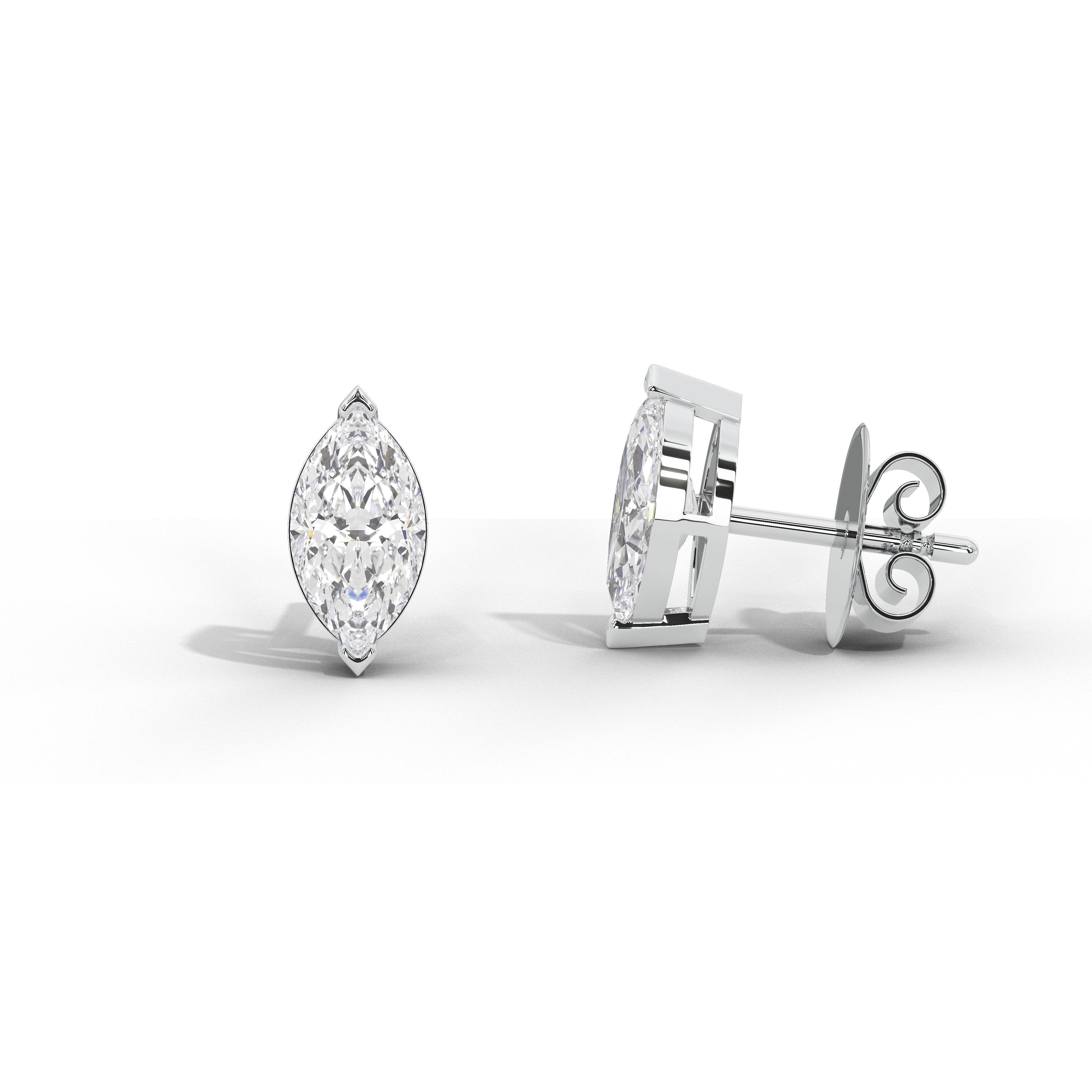 2 Carat Marquise Solitaire Studs