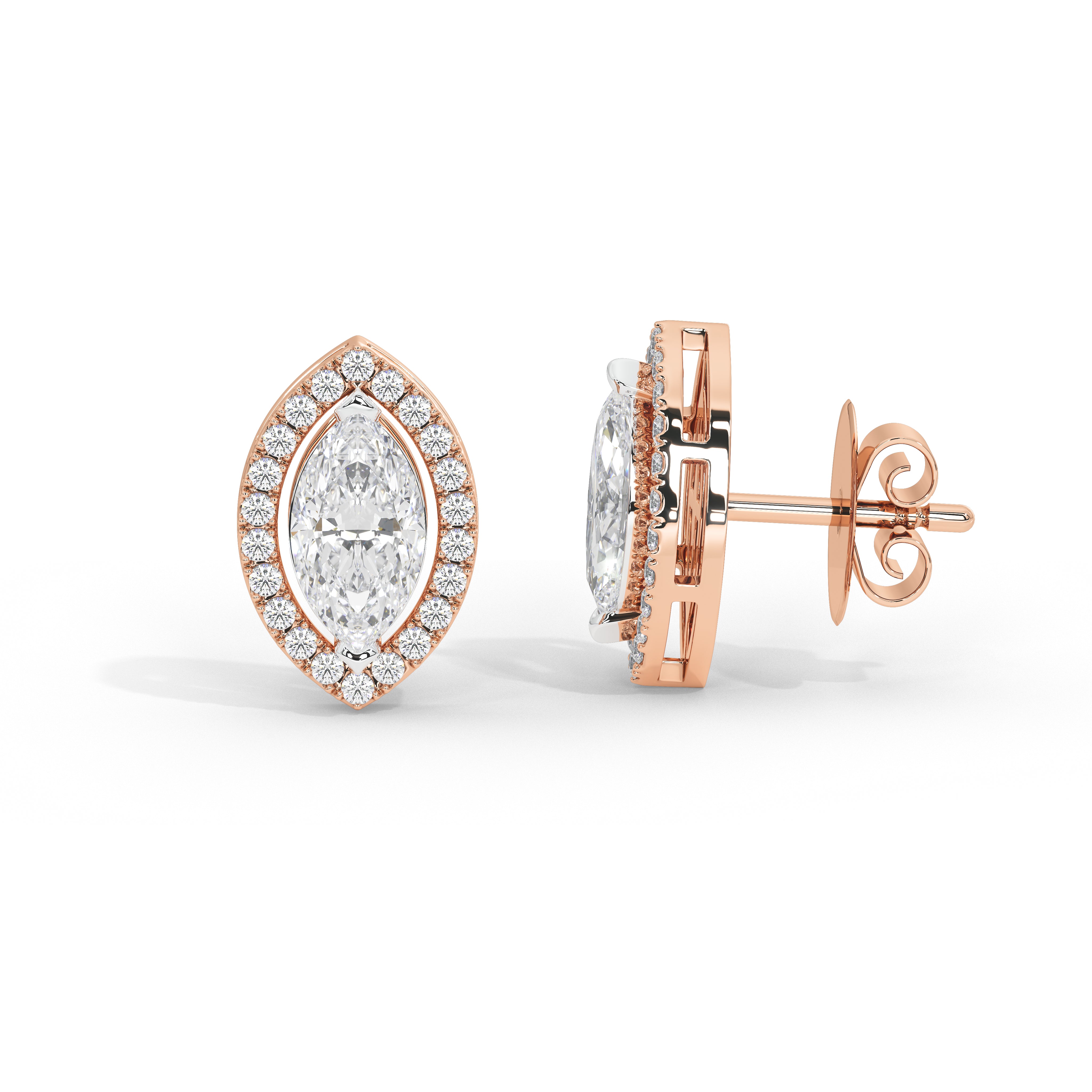 0.5 Carat Colette Marquise Halo Studs