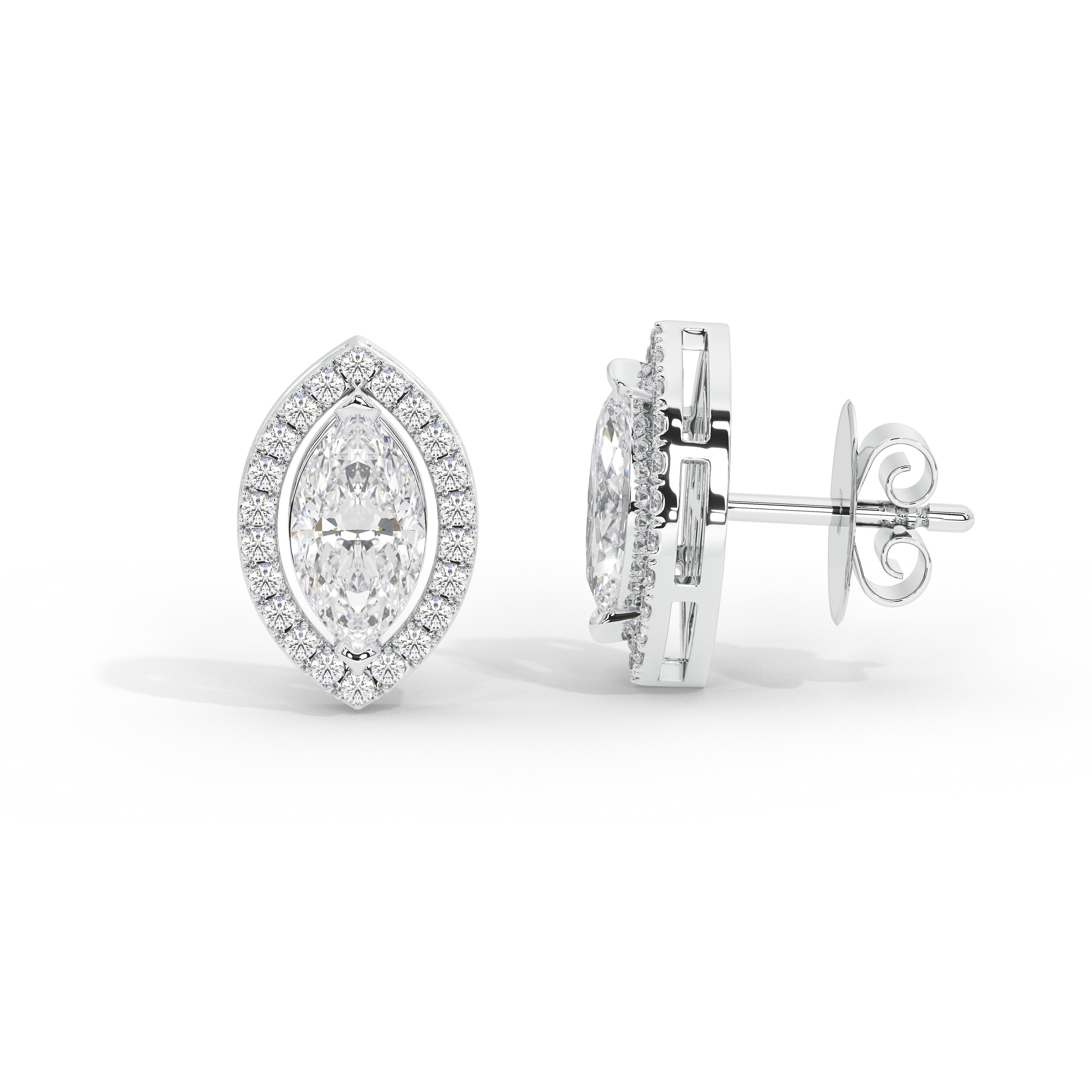 0.5 Carat Colette Marquise Halo Studs