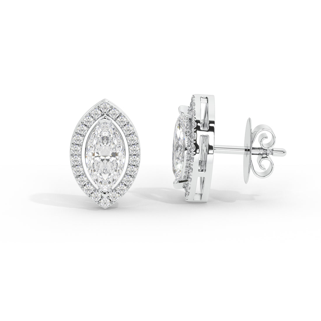 0.5 Carat Colette Marquise Halo Studs