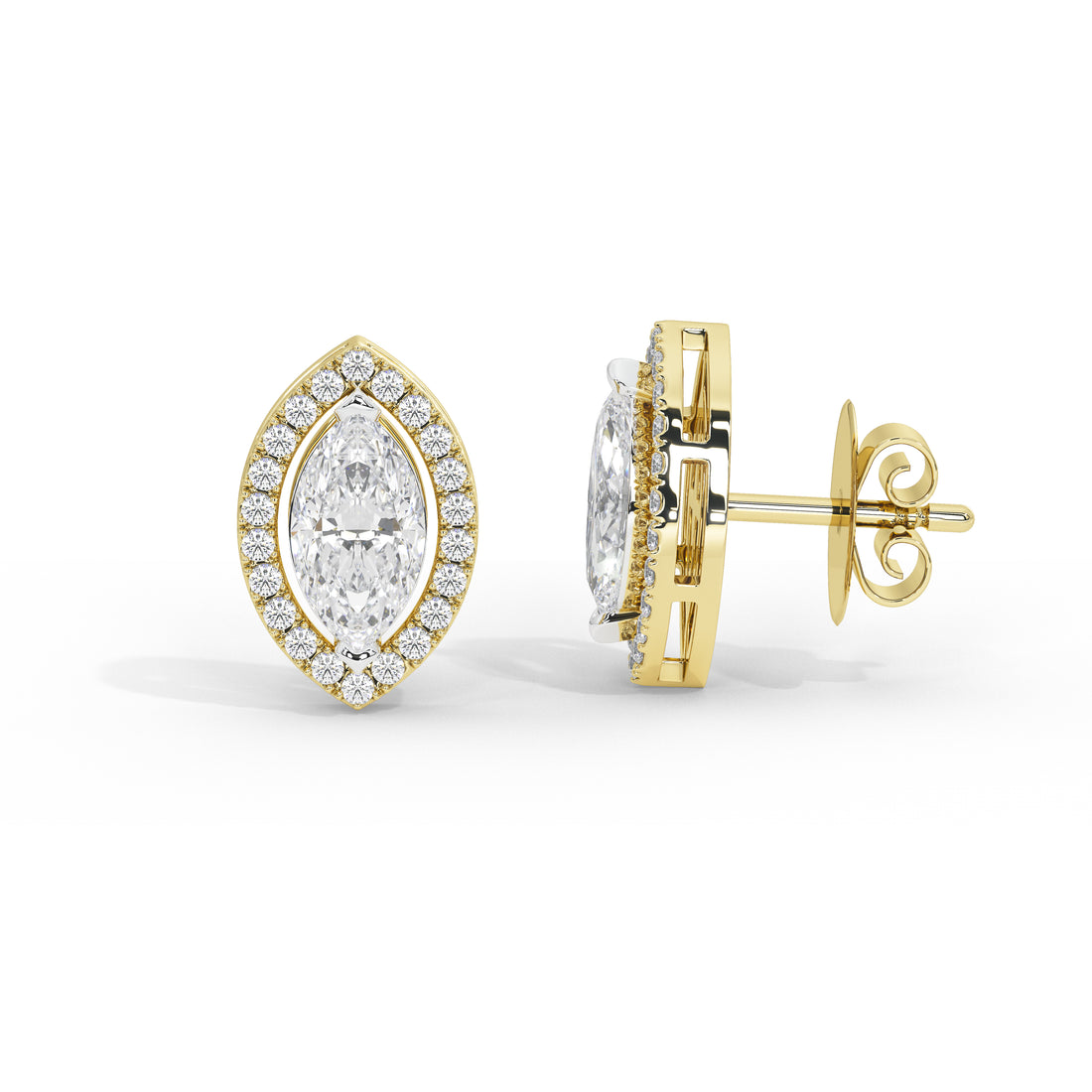 0.5 Carat Colette Marquise Halo Studs