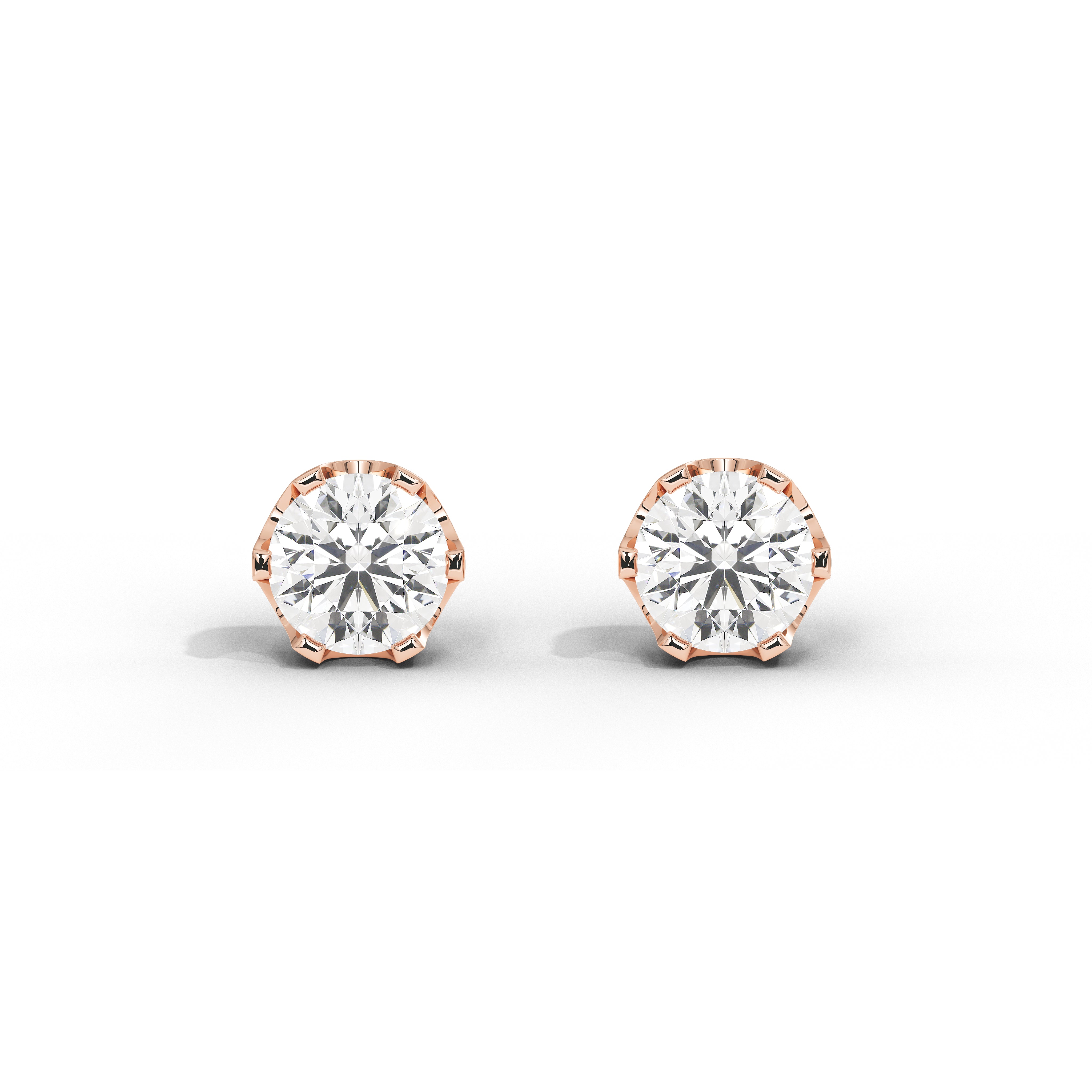 3 Carat 'Crown' Setting Solitaire Studs