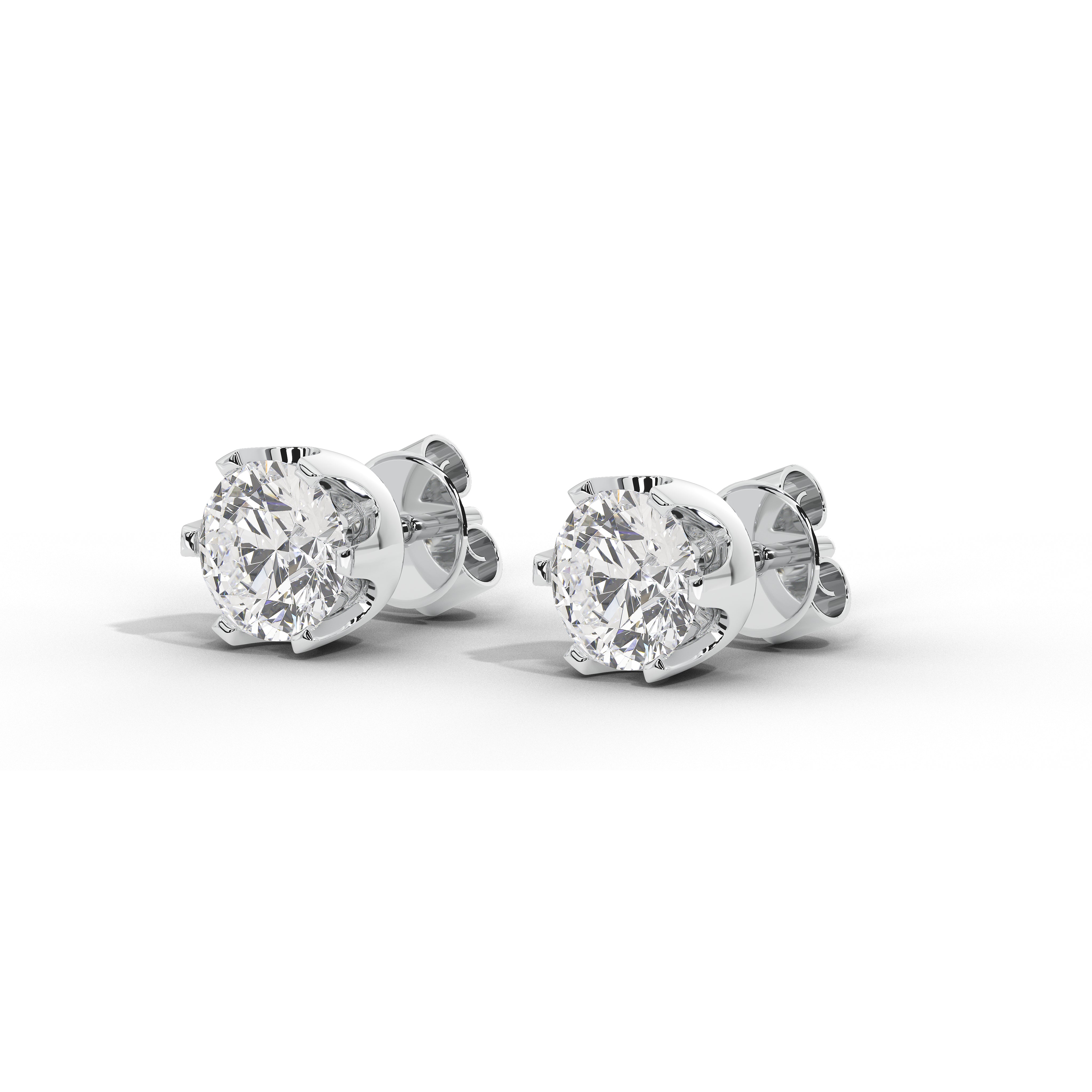 3 Carat 'Crown' Setting Solitaire Studs