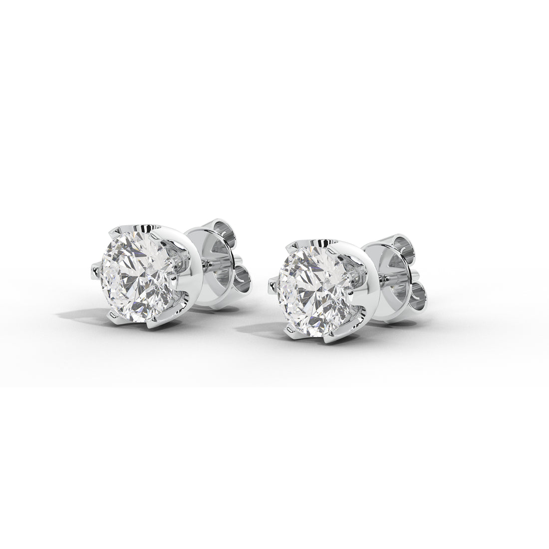 3 Carat 'Crown' Setting Solitaire Studs