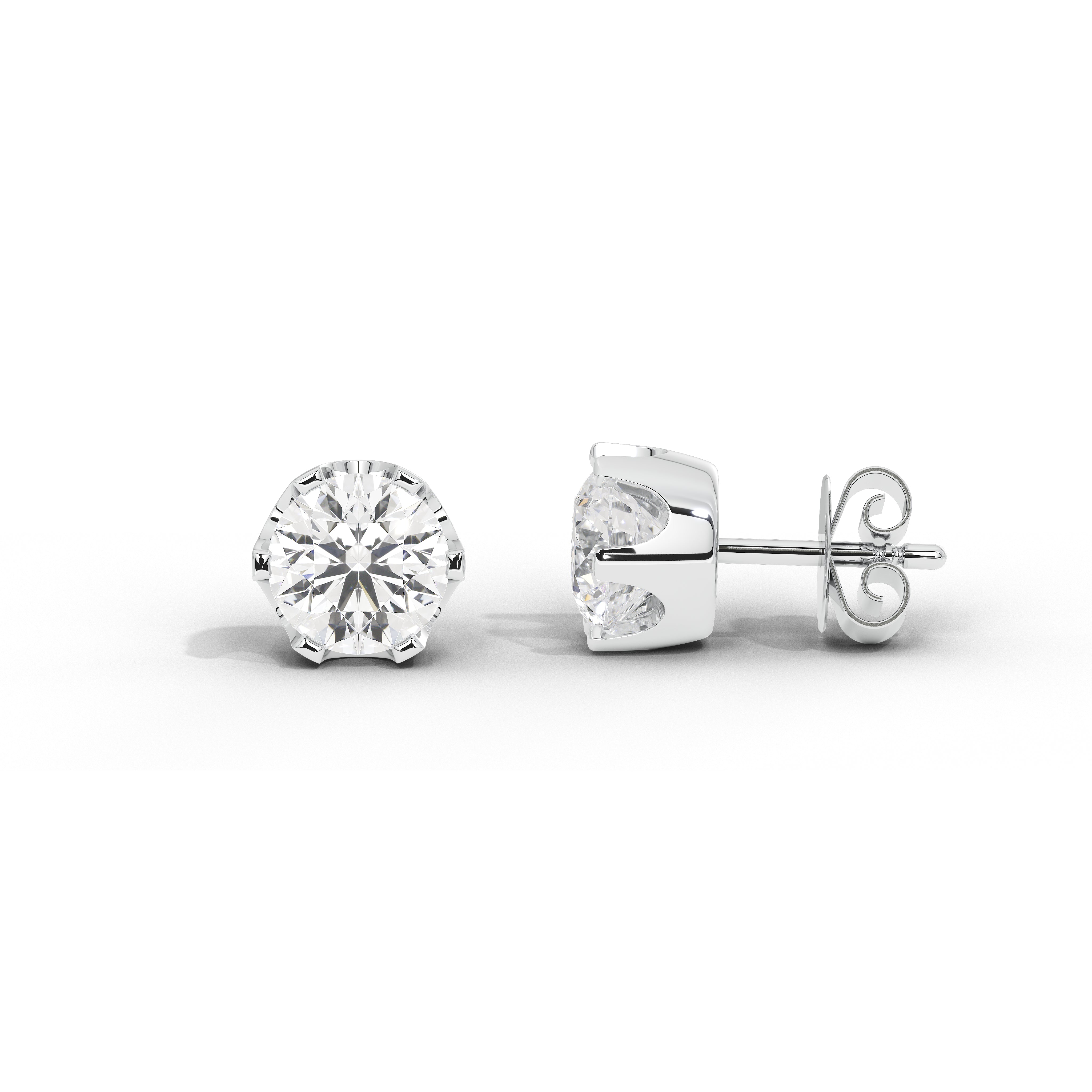 3 Carat 'Crown' Setting Solitaire Studs