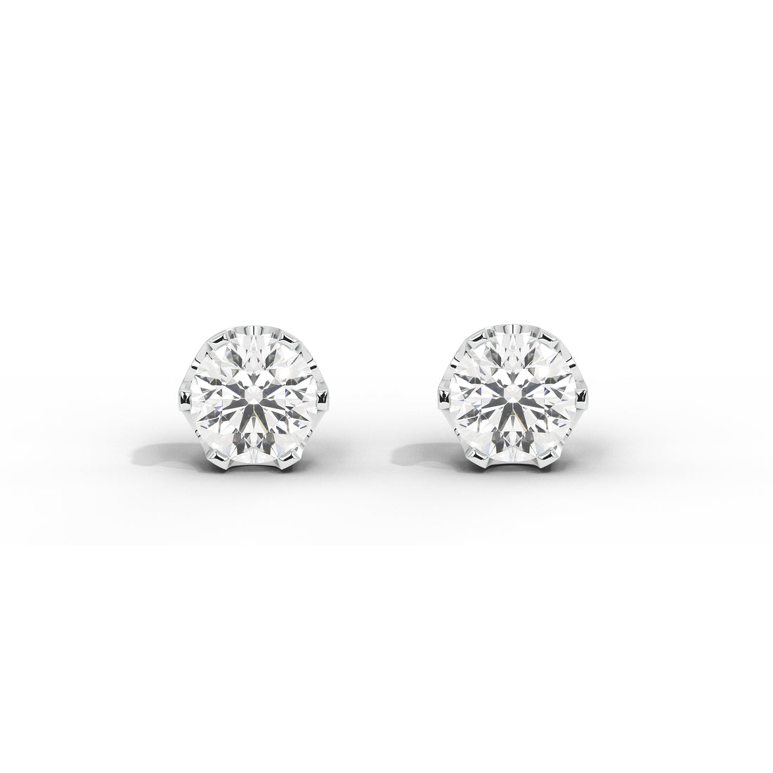 3 Carat 'Crown' Setting Solitaire Studs