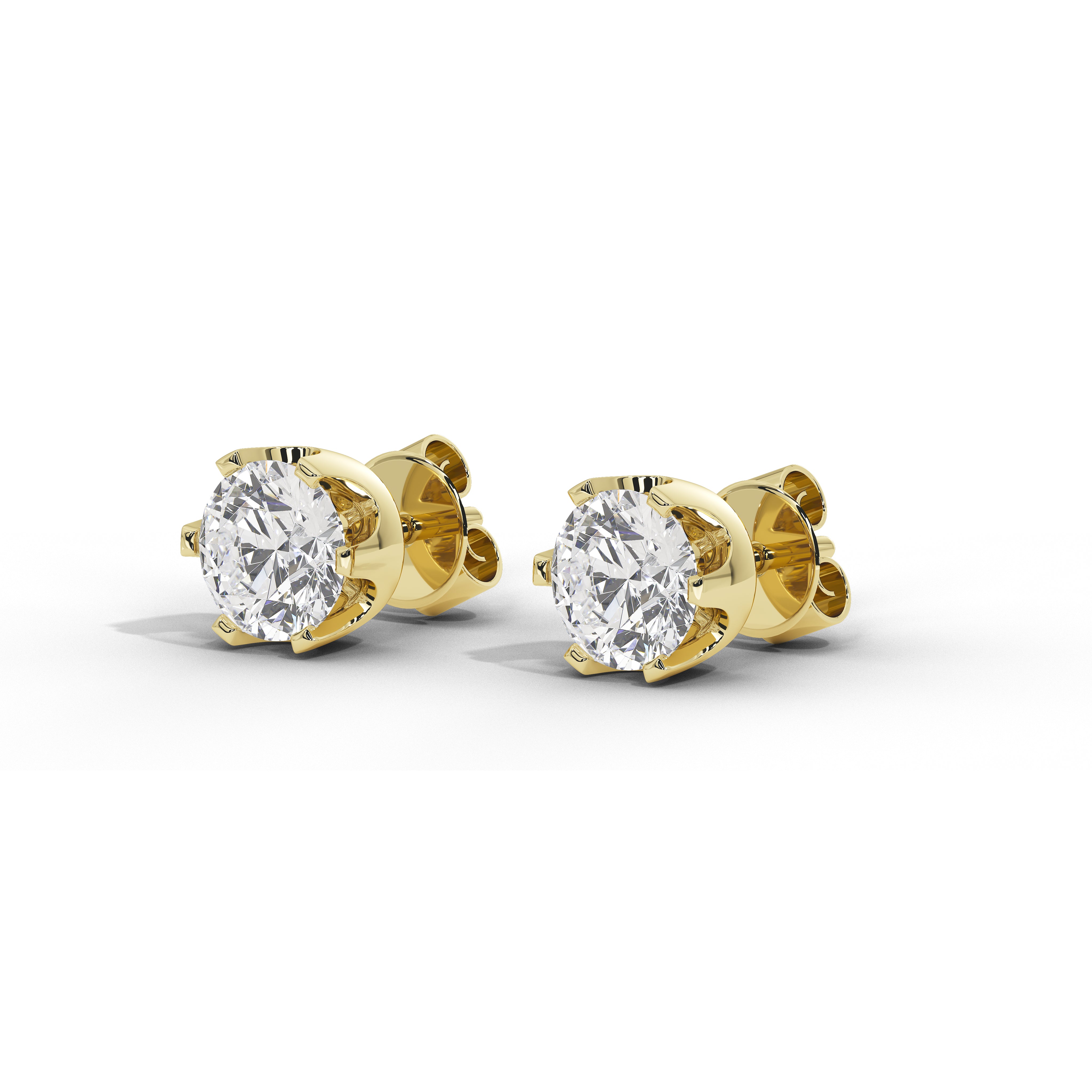3 Carat 'Crown' Setting Solitaire Studs
