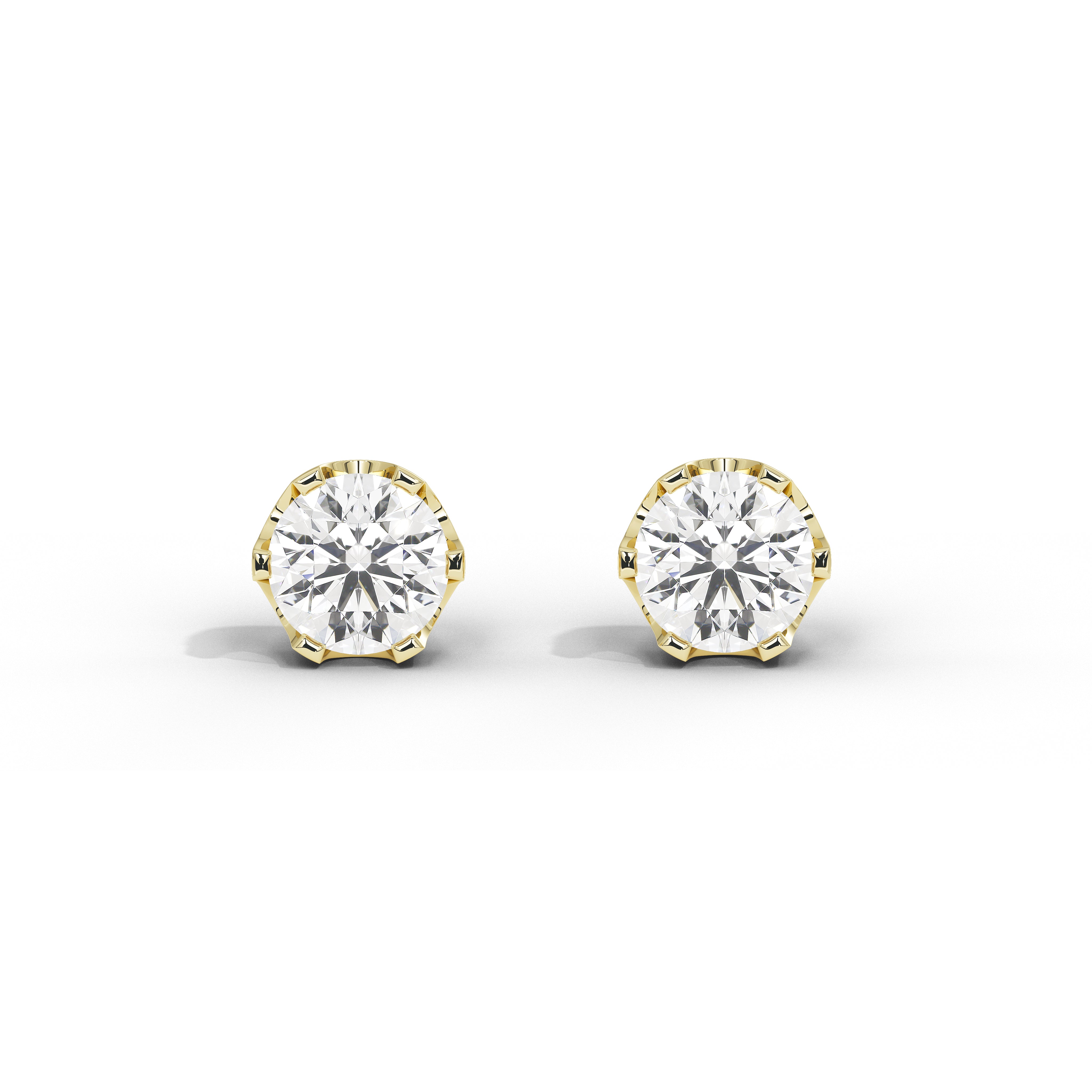 3 Carat 'Crown' Setting Solitaire Studs