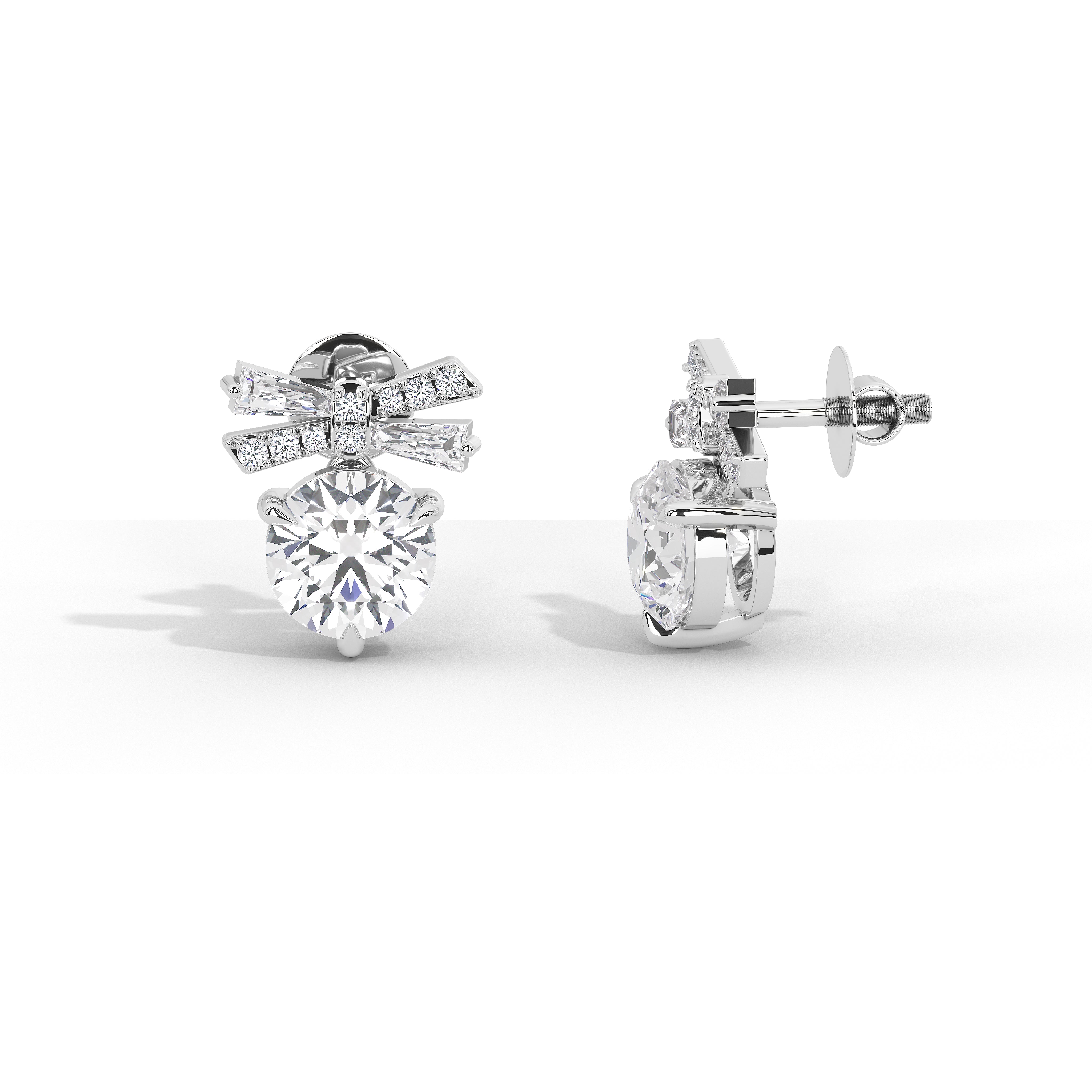 Margaret's Bow: 4 Carat Solitaire Studs