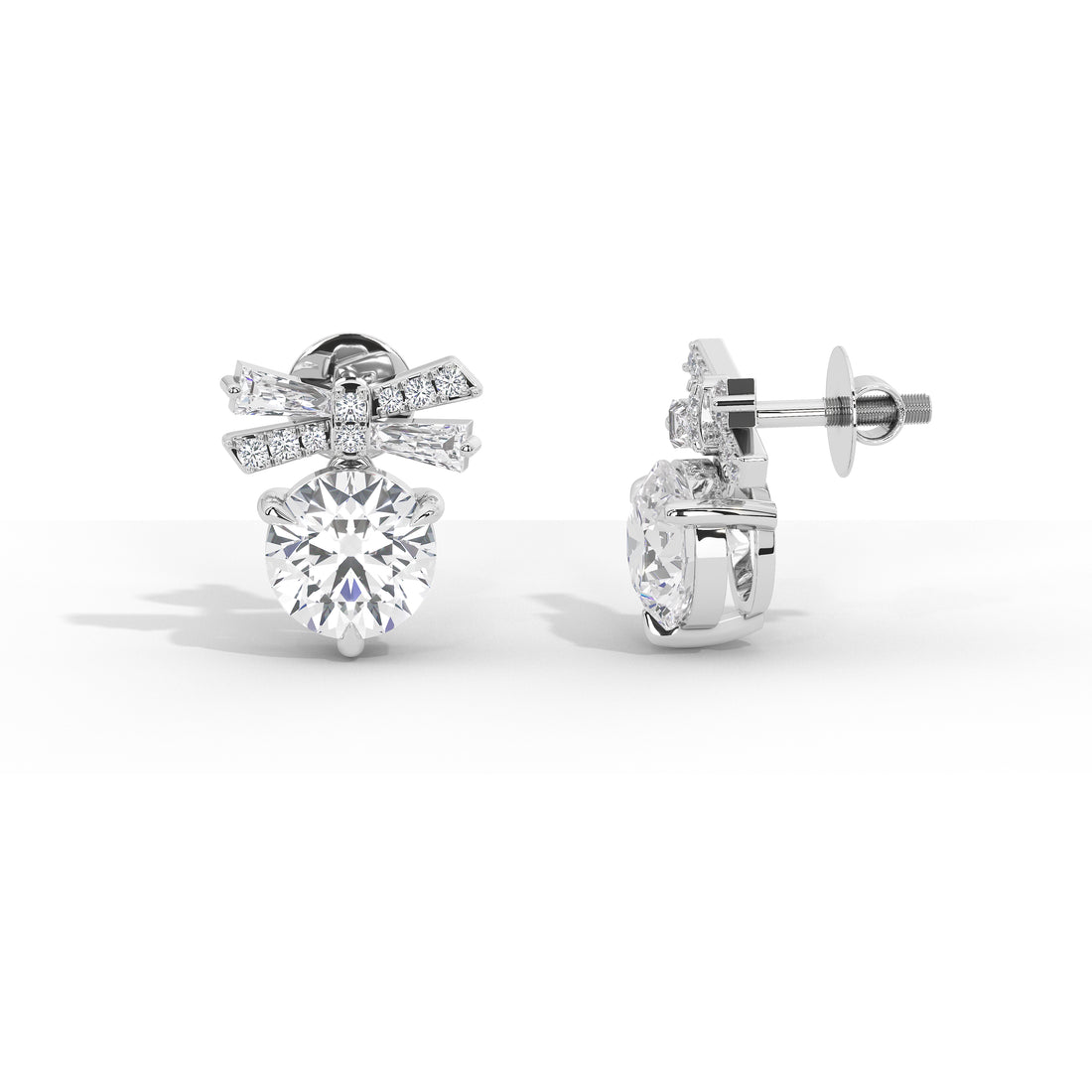Margaret's Bow: 4 Carat Solitaire Studs