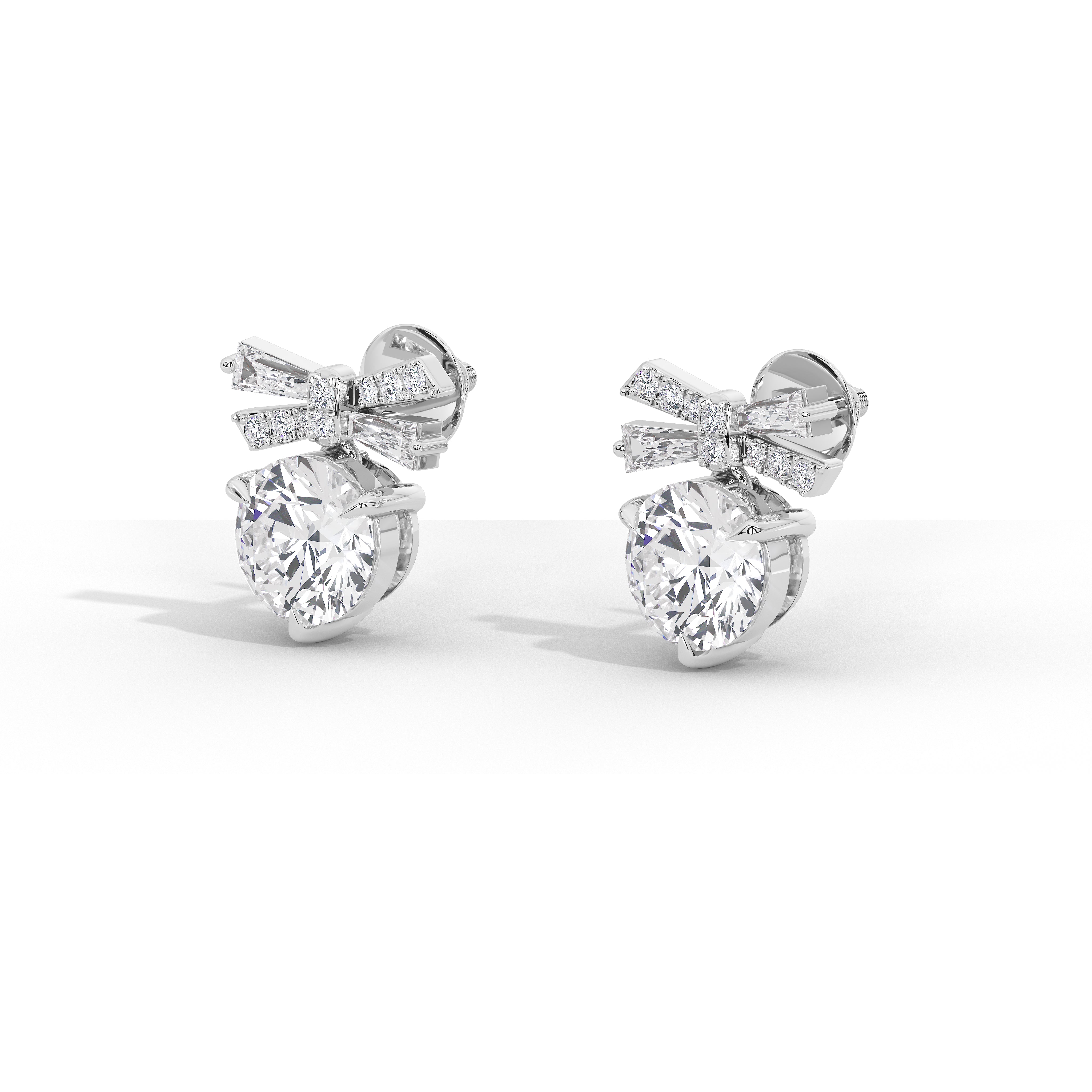 Margaret's Bow: 4 Carat Solitaire Studs