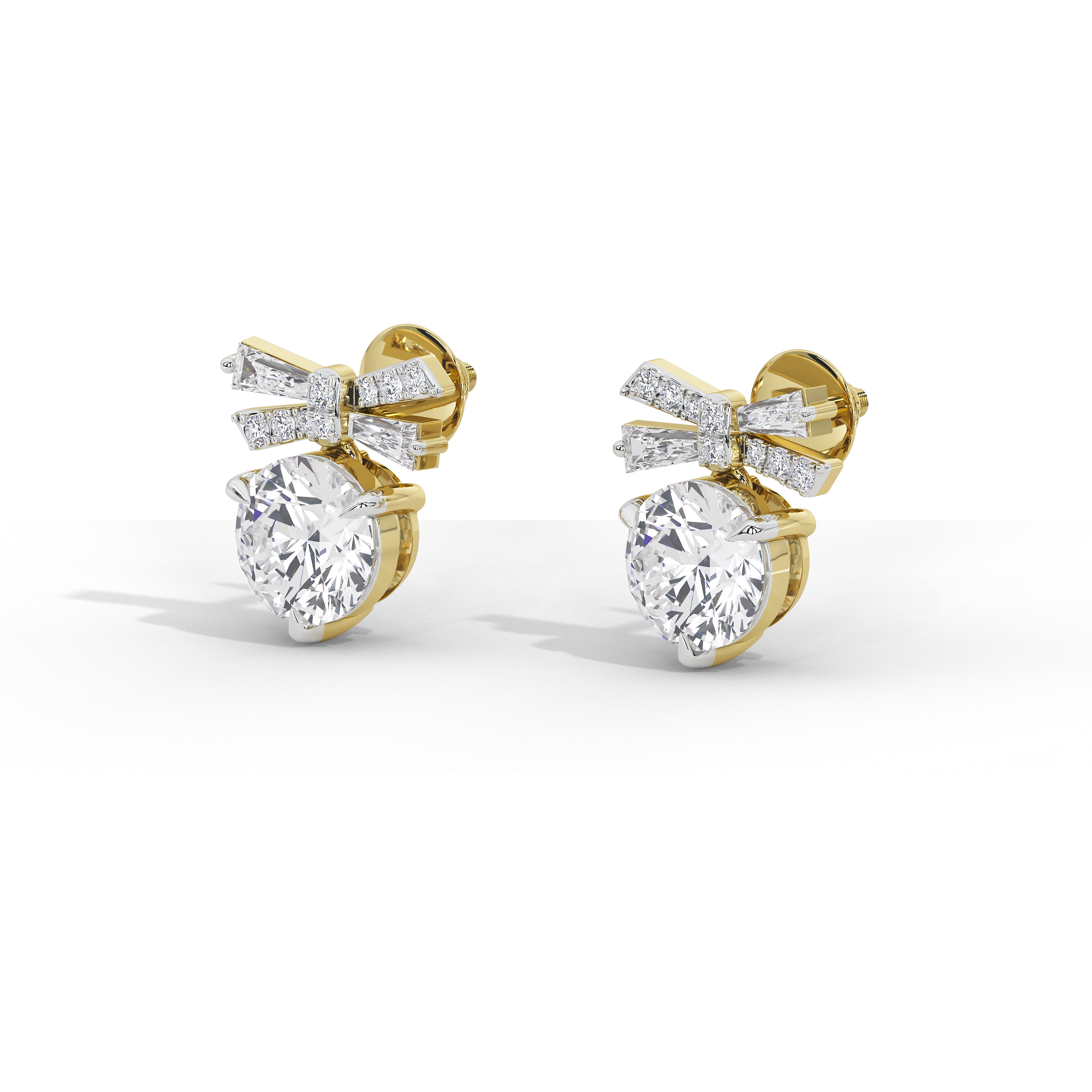 Margaret's Bow: 4 Carat Solitaire Studs