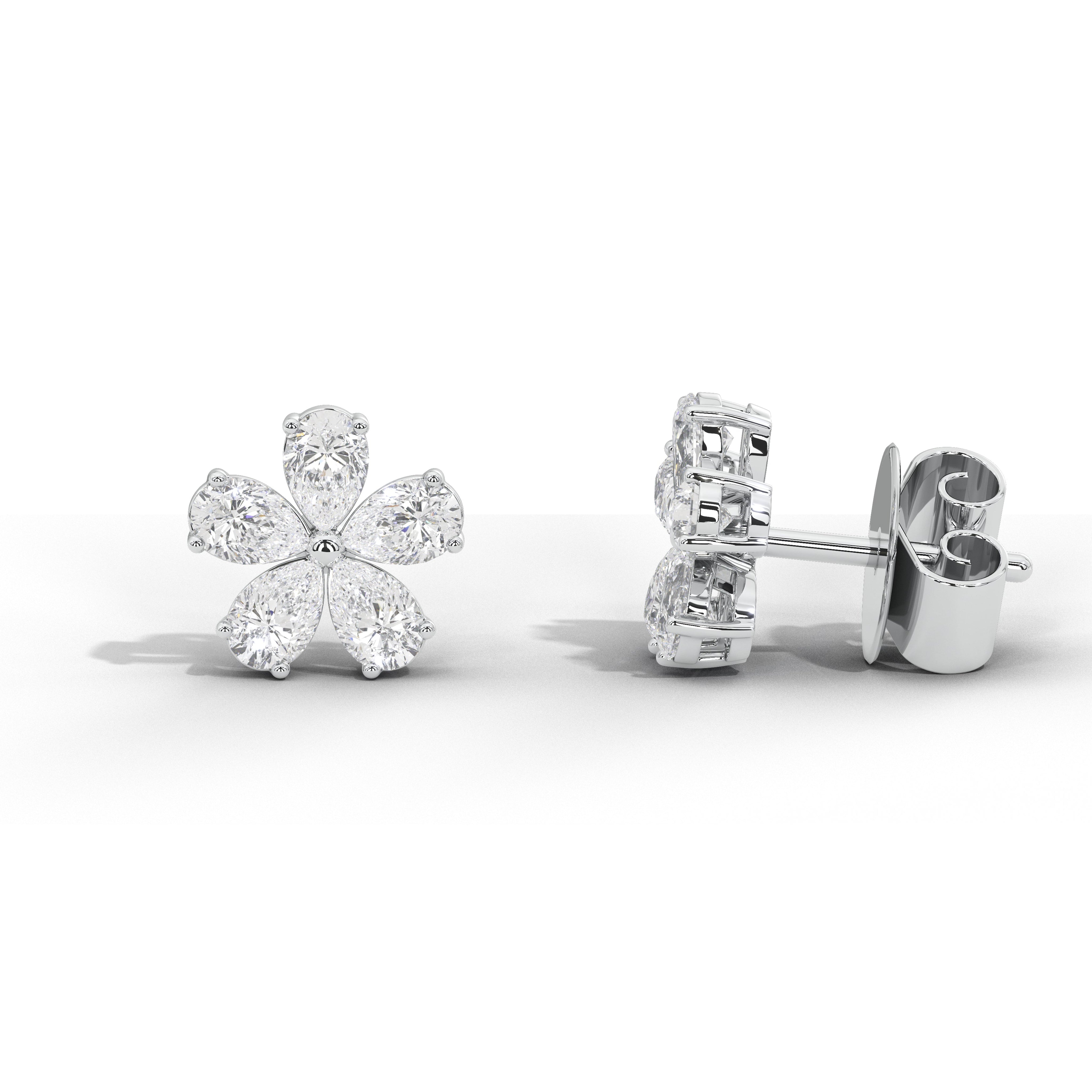 1.3 Carat Marguerite Pear Flower Studs
