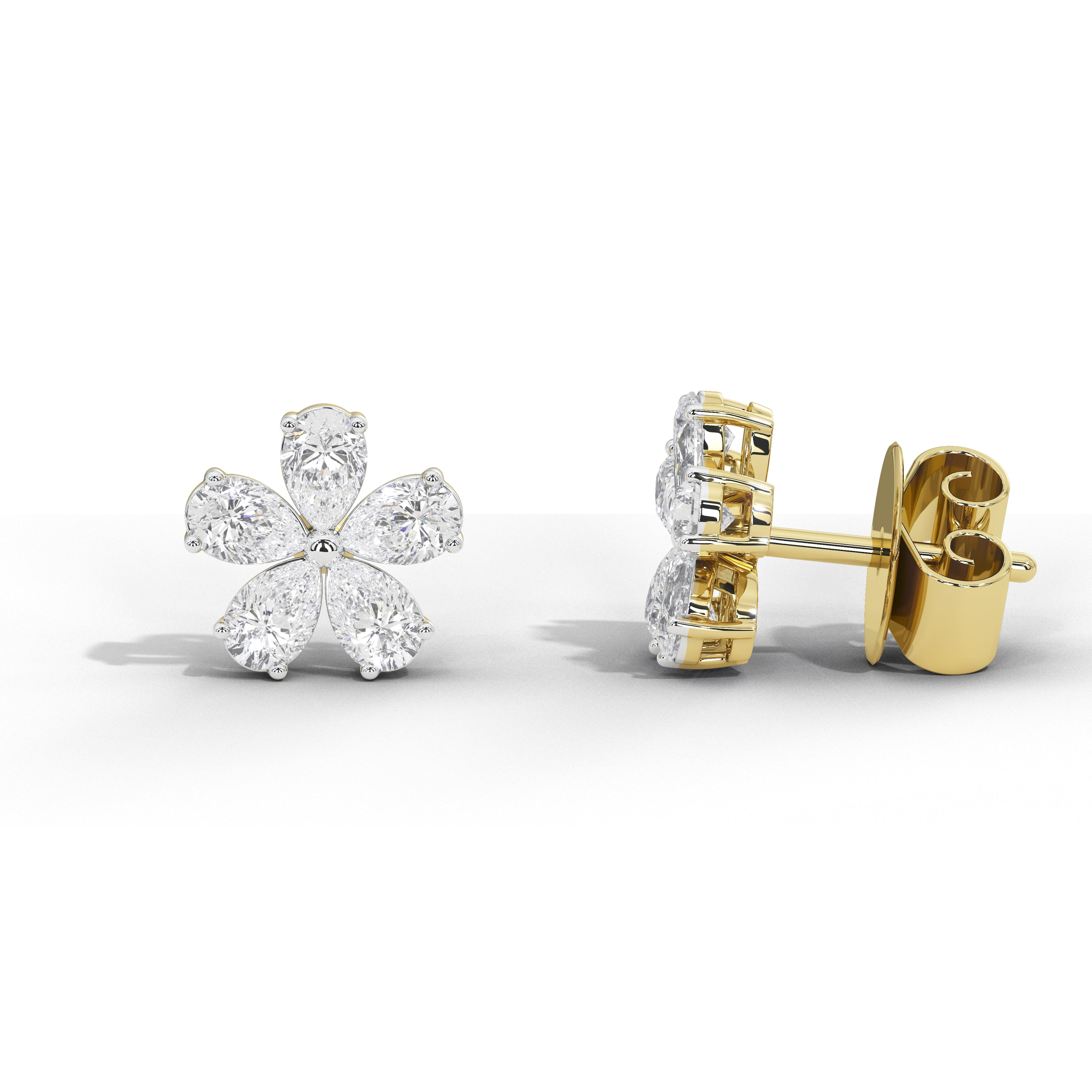 1.3 Carat Marguerite Pear Flower Studs